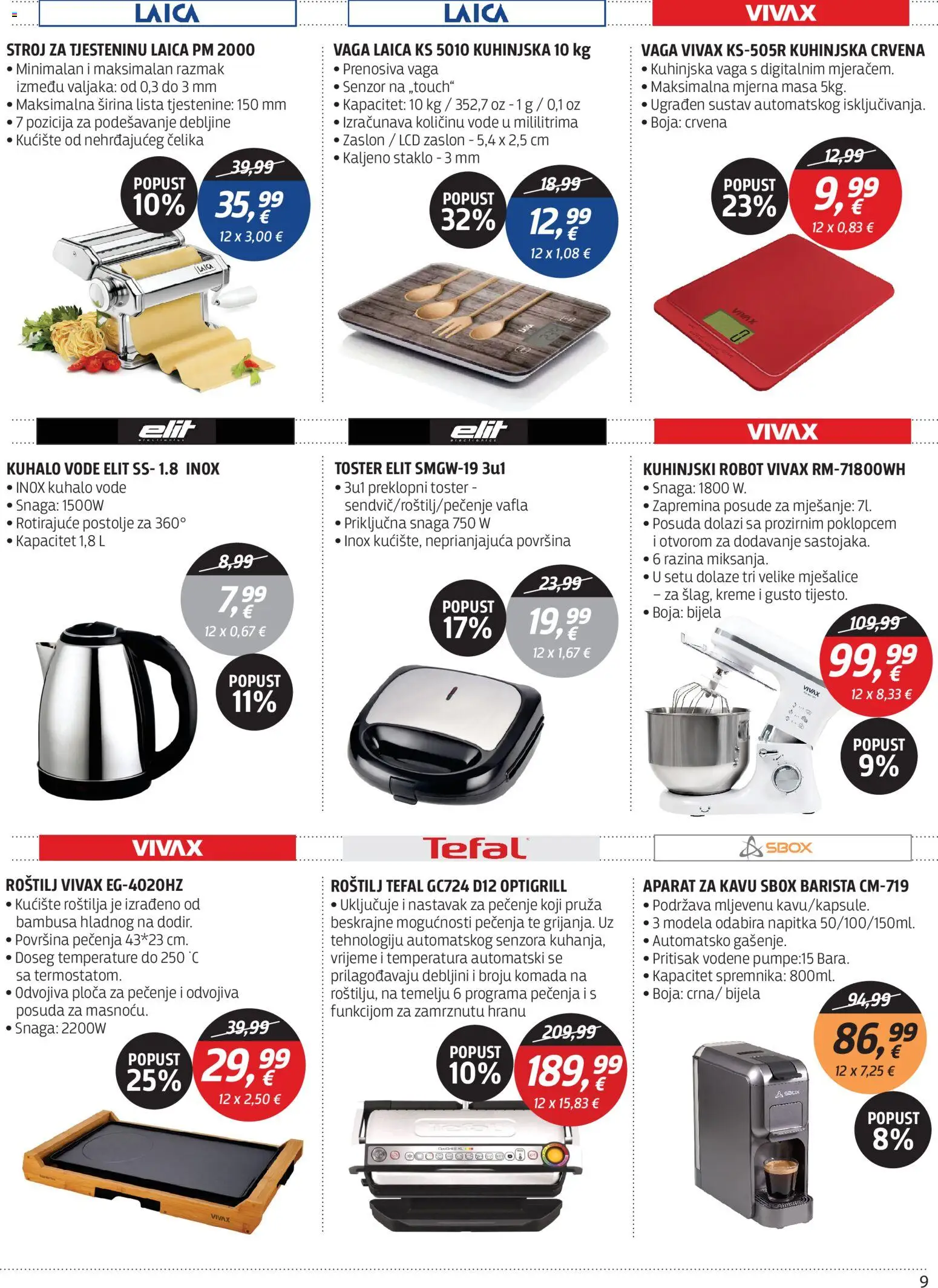 Centar Tehnike katalog | vrijedi od 09.03.2026 | Stranica: 9 | Proizvodi: Roštilj, Kuhalo vode, Toster, Vaga