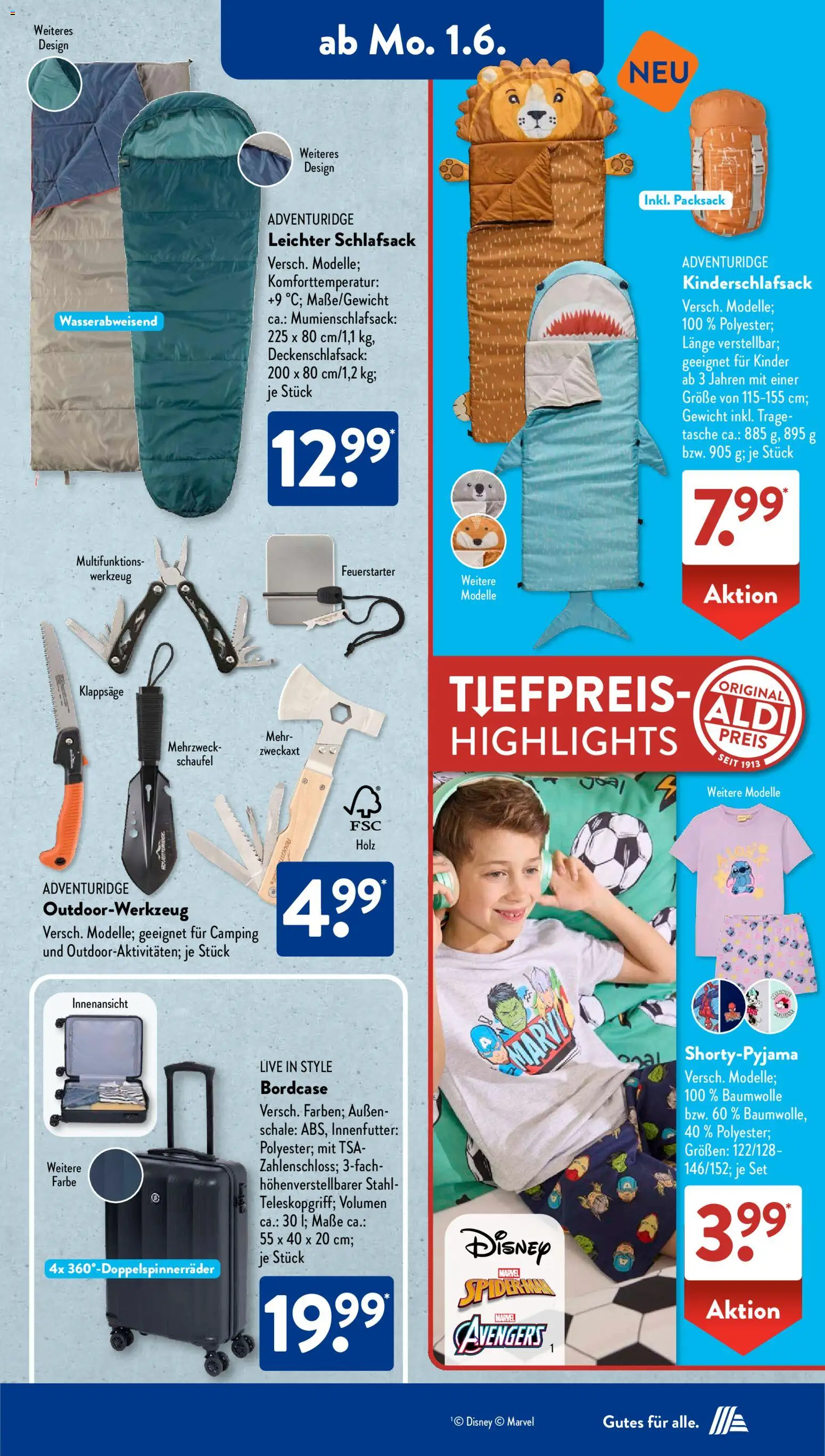 Aldi Süd Prospekt 	 – gültig ab 01.06.2026 | Seite: 5 | Produkte: Tasche, Gewicht, Schlafsack