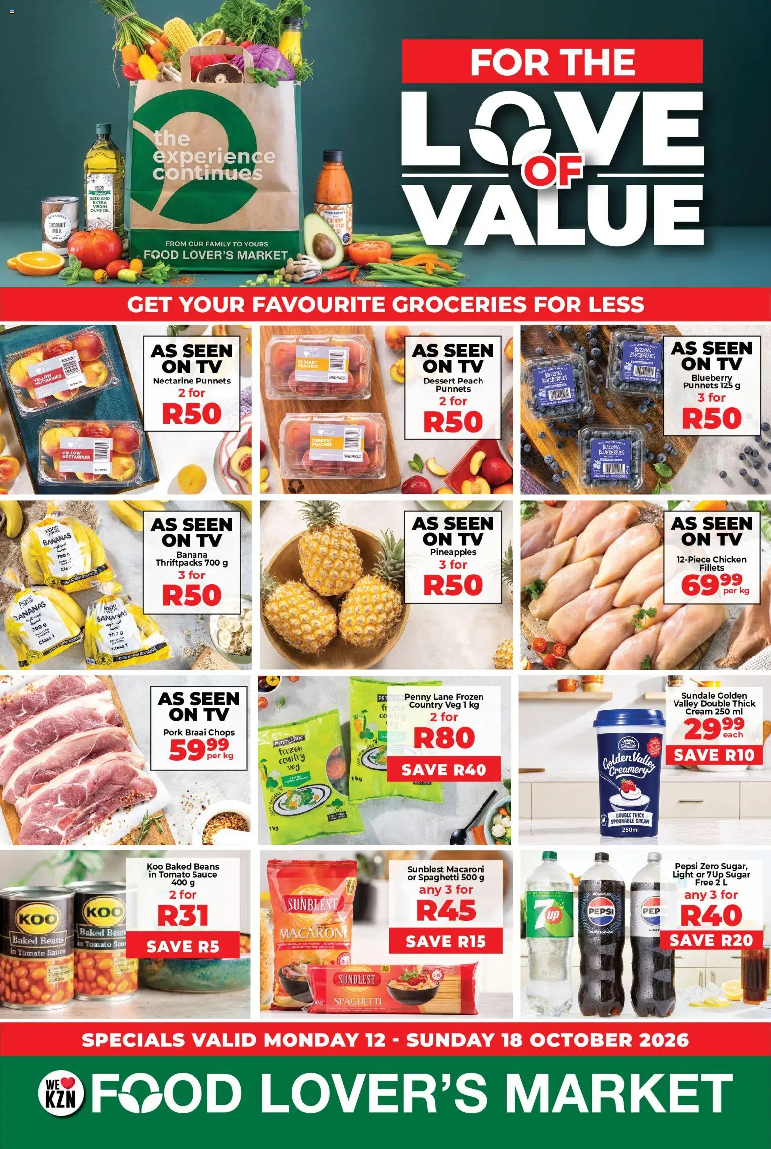 New Food Lover's Market catalogue – valid from 12/10/2026 | Page: 1 | Products: Tomato sauce, Extra virgin olive oil, Sauce, Nectarines