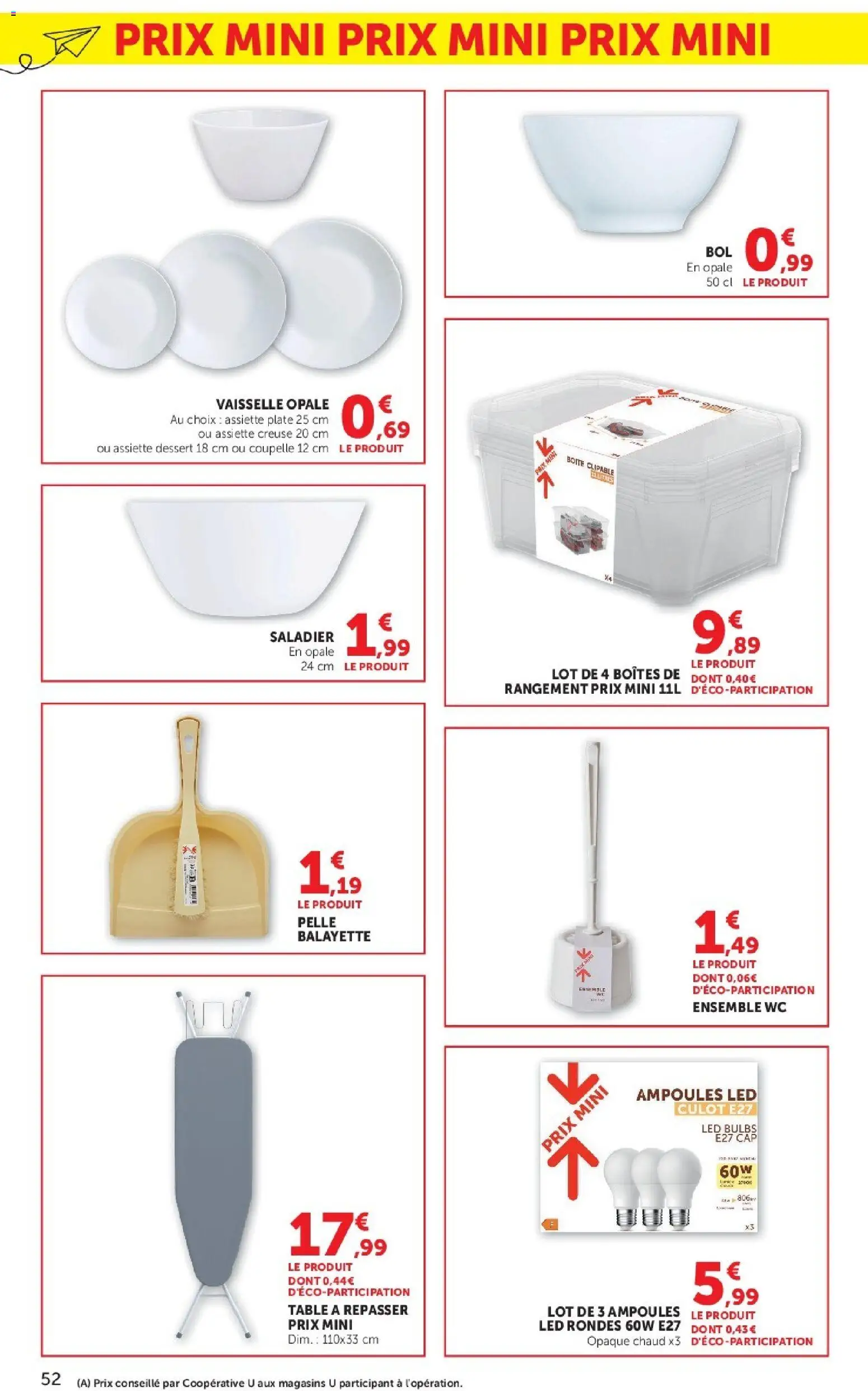 {H1} | Page: 52 | Produits: Vaisselle, Table à repasser, Table, Coupelle