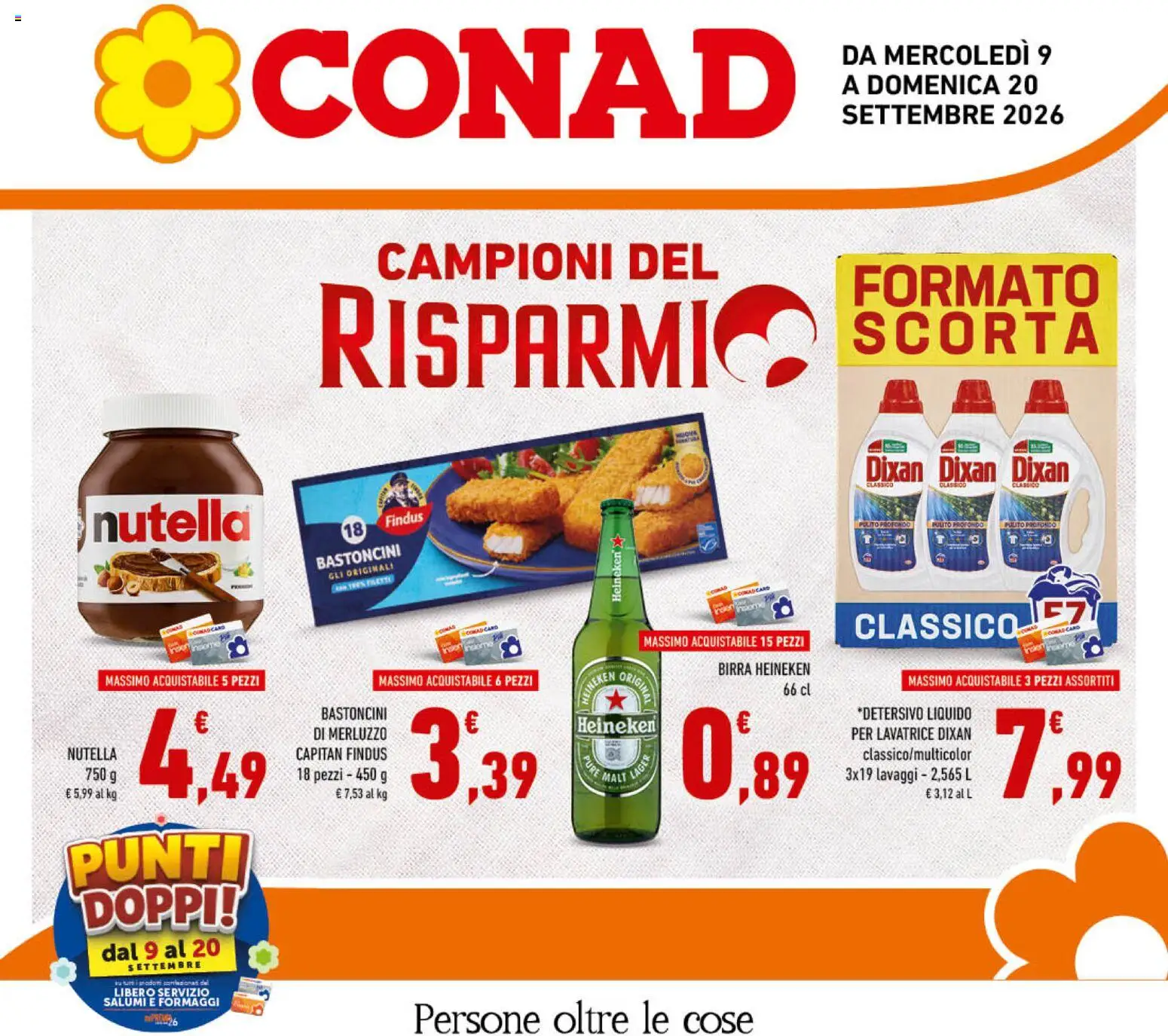 Volantino Conad del 09/09/2026 | Pagina: 1 | Prodotti: Birra, Birra Heineken, Lavatrice, Heineken
