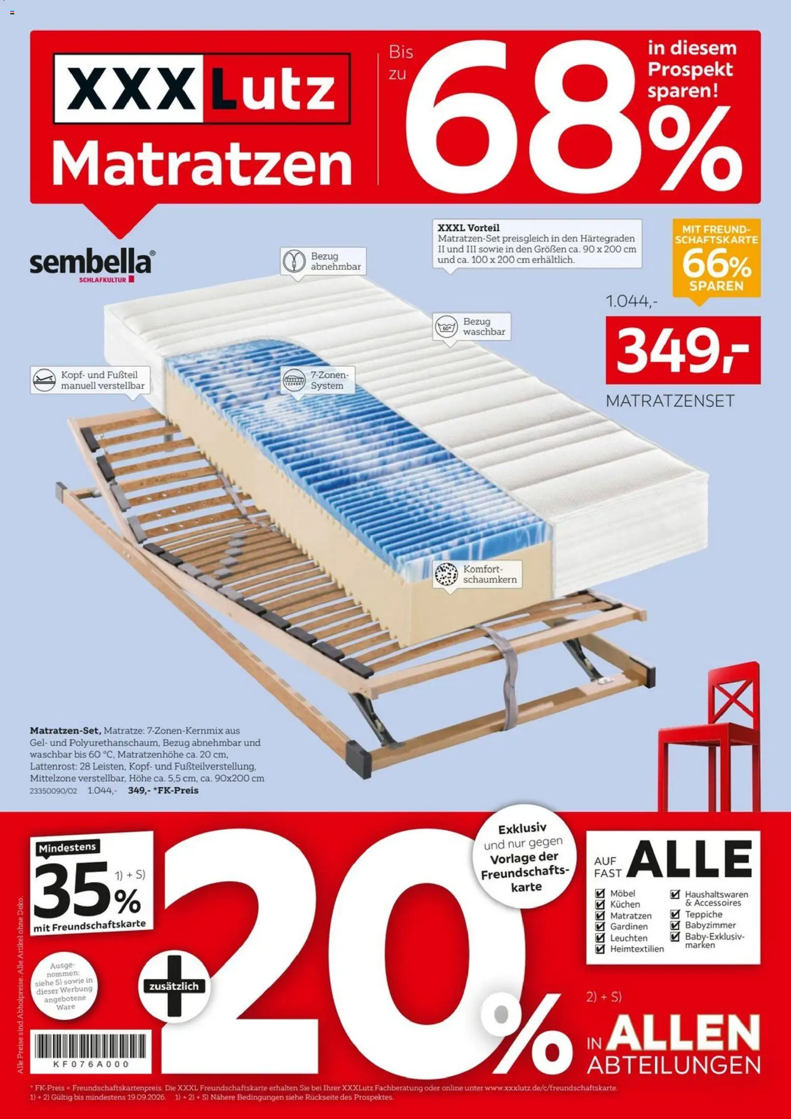 XXXLutz Bis zu 68% auf Matratzen – gültig ab 05.09.2026 | Seite: 1 | Produkte: Matratze, Lattenrost, Kuchen