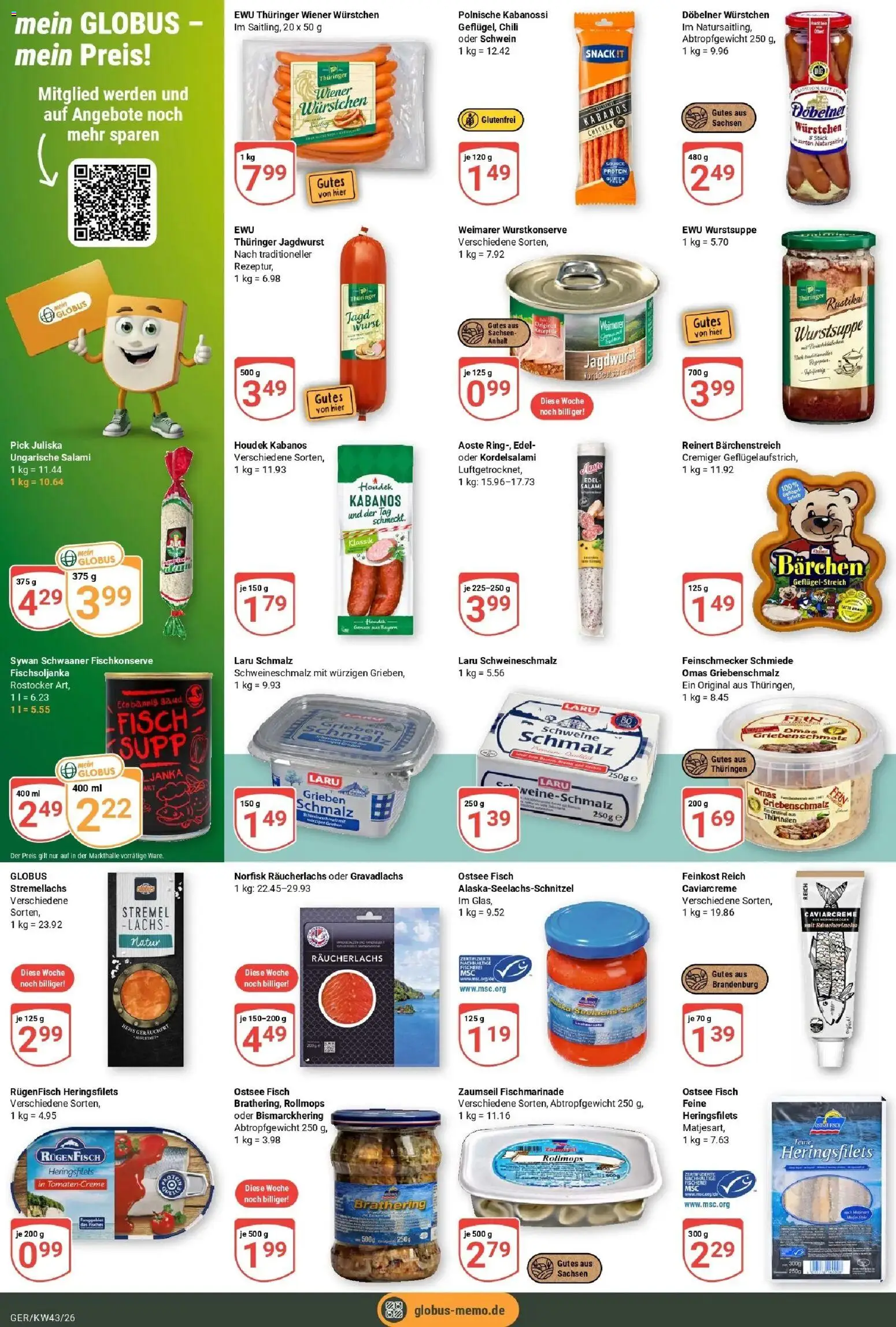 Globus Prospekt Gera (ab 19.10.2026) » Angebote online | Seite: 17 | Produkte: Wiener wurstchen, Räucherlachs, Chili, Salami