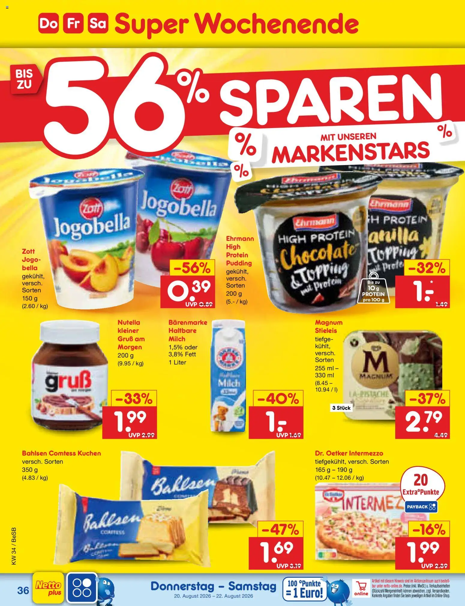 Netto Marken-Discount Prospekt – gültig ab 17.08.2026 | Seite: 56 | Produkte: Milch, Pudding, Nutella, Kuchen