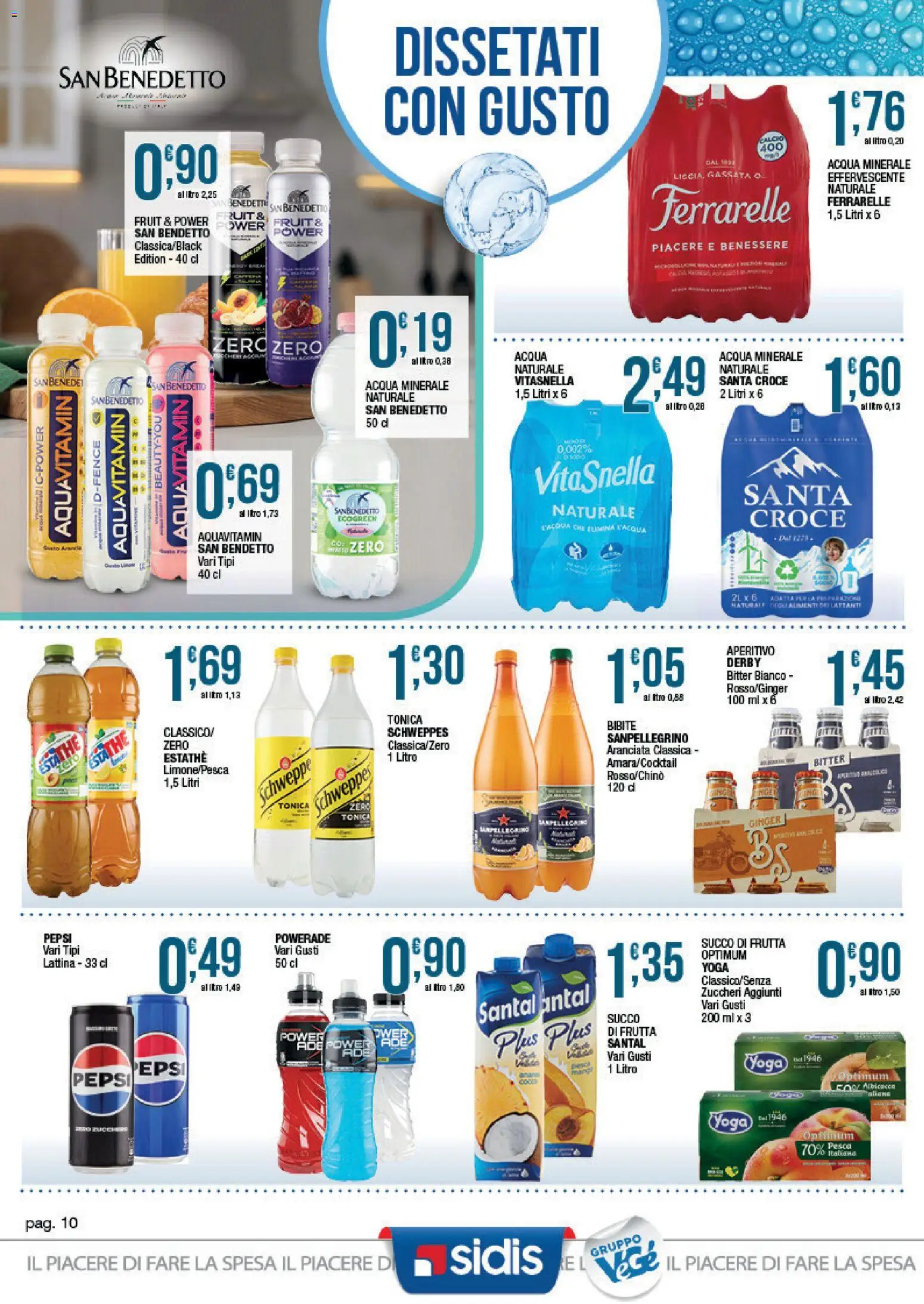 Volantino Sidis del 24/08/2026 | Pagina: 10 | Prodotti: Succo, Acqua, Frutta, Acqua minerale