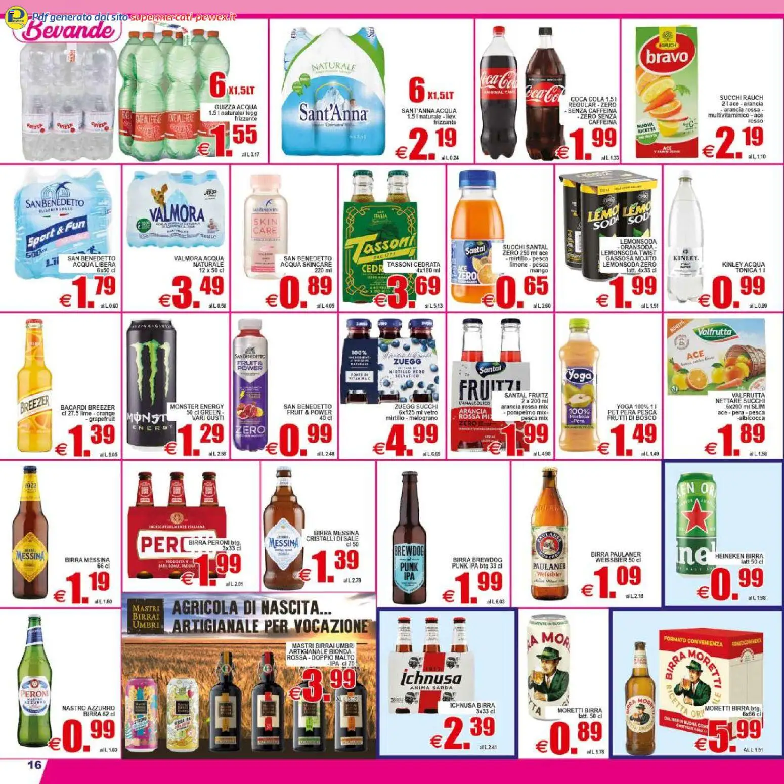Volantino Pewex del 29.04.2026 | Pagina: 16 | Prodotti: Birra, Limone, Pera, Heineken
