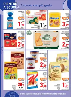 Anteprima del volantino SCHIACCIATINE CONAD al rosmarino, classiche 300 g, Schiacciatine Conad al rosmarino, classiche 300g valido a partire dal 26/08/2026 | Pagina: 12 | Prodotti: Panna, Biscotti, Barilla, Crackers
