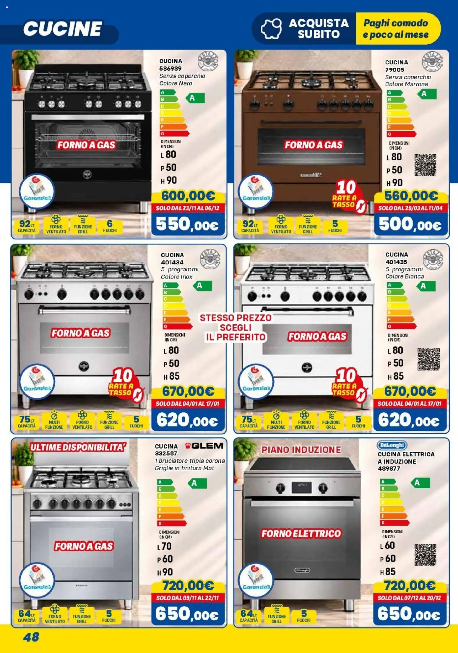 Volantino Orizzonte del 01/11/2026 | Pagina: 48 | Prodotti: Cucine, Cucina elettrica, Forno, Forno elettrico