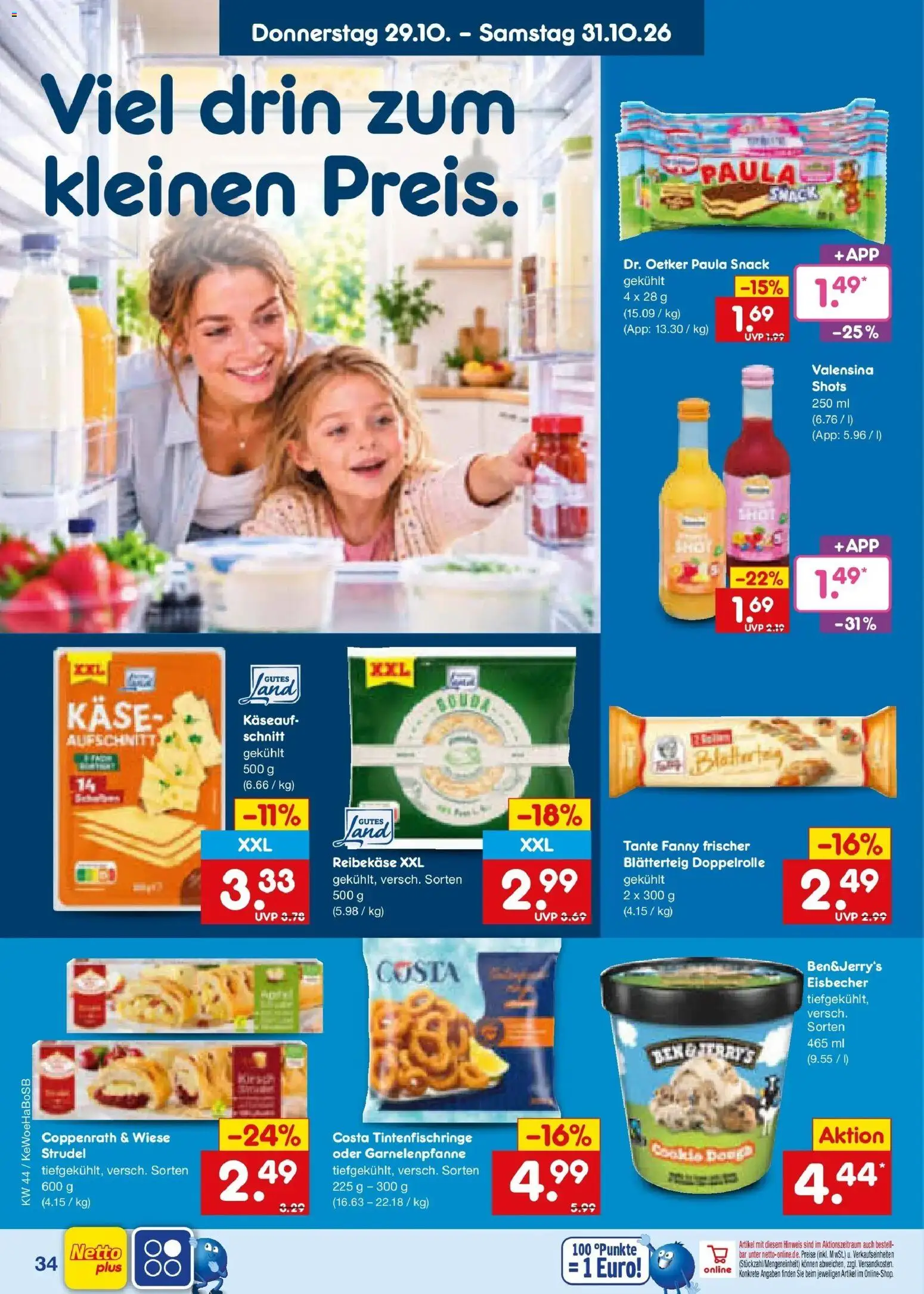 Netto Marken-Discount Prospekt Unna – gültig ab 26.10.2026 | Seite: 46 | Produkte: Käse, Valensina, Reibekase