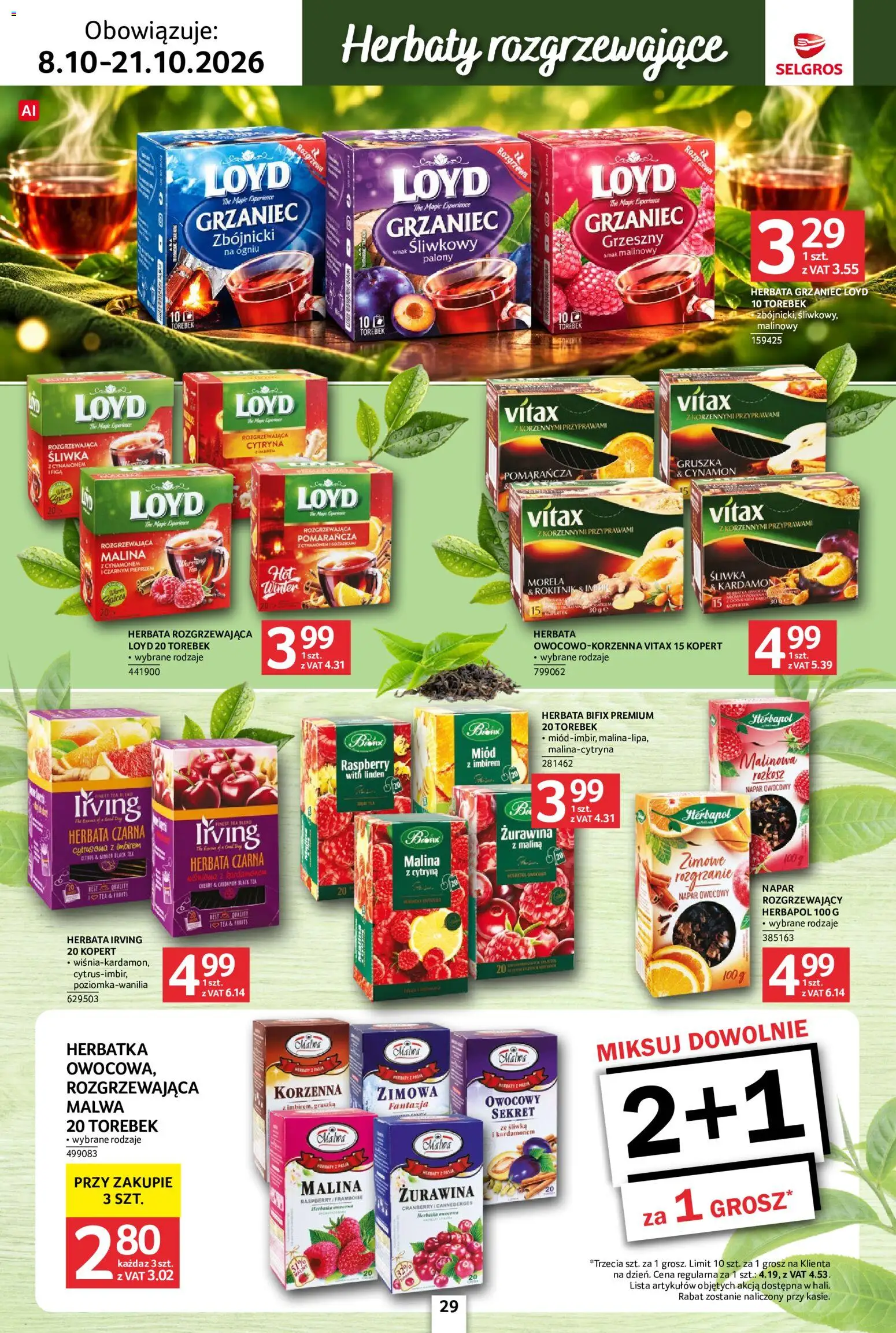 Selgros cash&carry gazetka - Kawa i herbata od 08.10.2026 | Strona: 29 | Produkty: Cytryna, Maliny, Kardamon, Herbata