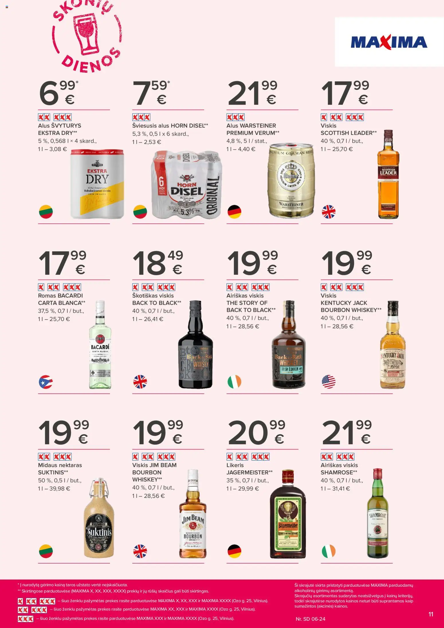 MAXIMA akcijos nuo 11.06.2026 | Puslapis: 11 | Prekių: Viskis, Alus