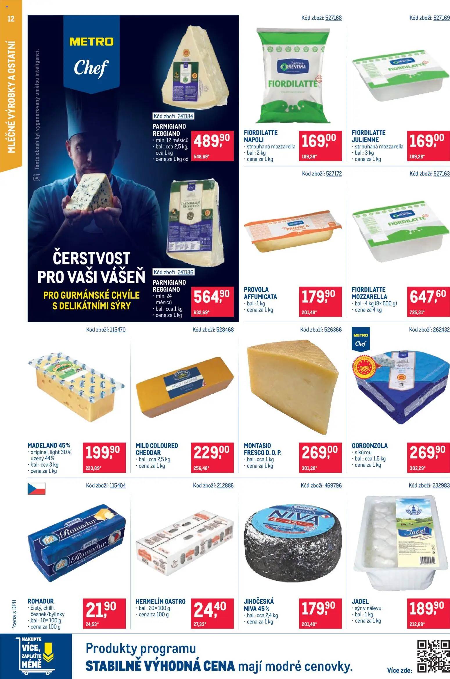 Makro leták - Gastronomie od 15.07.2026 | Strana: 12 | Produkty: Romadur, Strouhaná mozzarella, Mozzarella, Parmigiano Reggiano