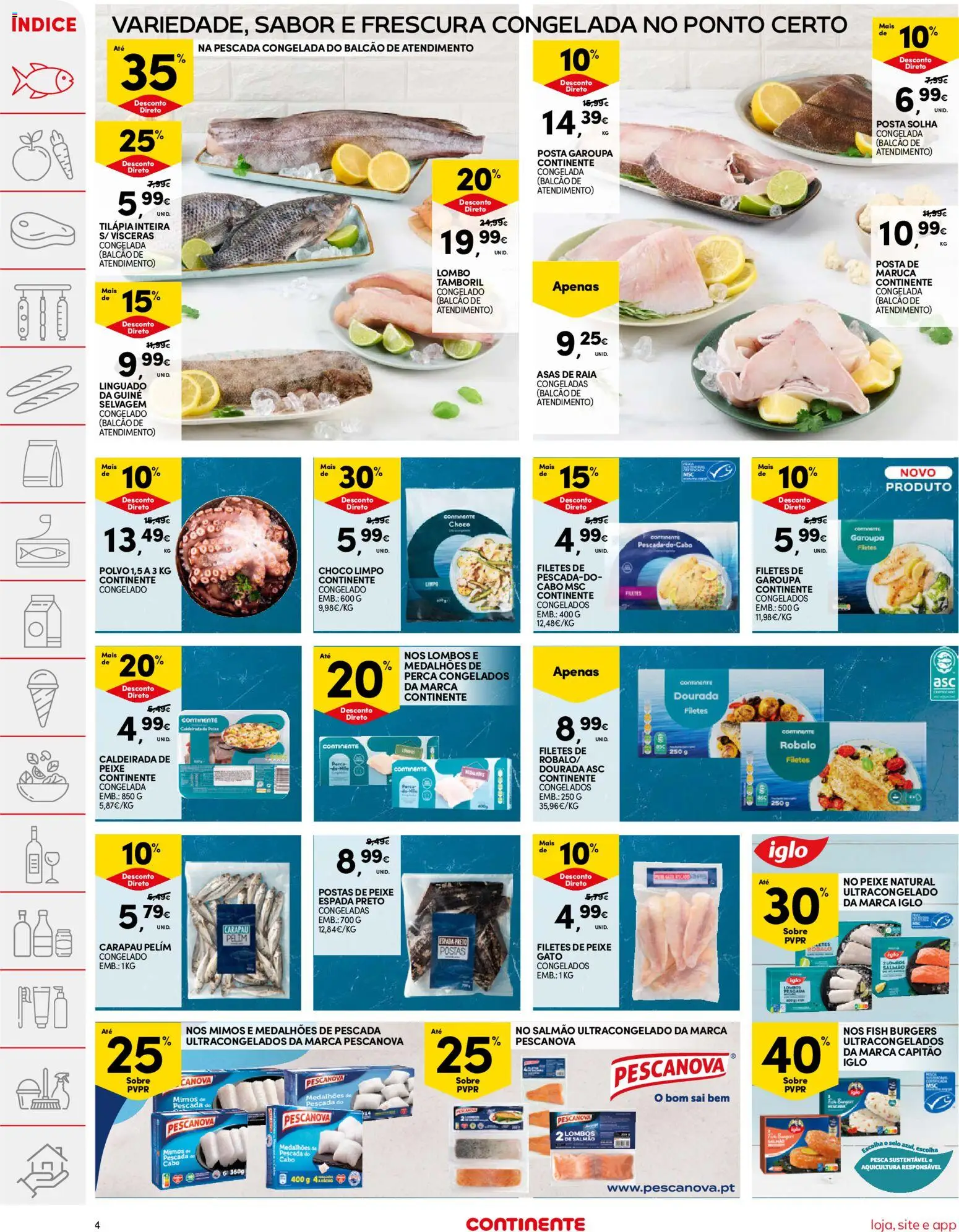 Continente folheto │ válido de 20/10/2026 | Página: 4 | Produtos: Filetes de peixe, Perca, Linguado, Peixe