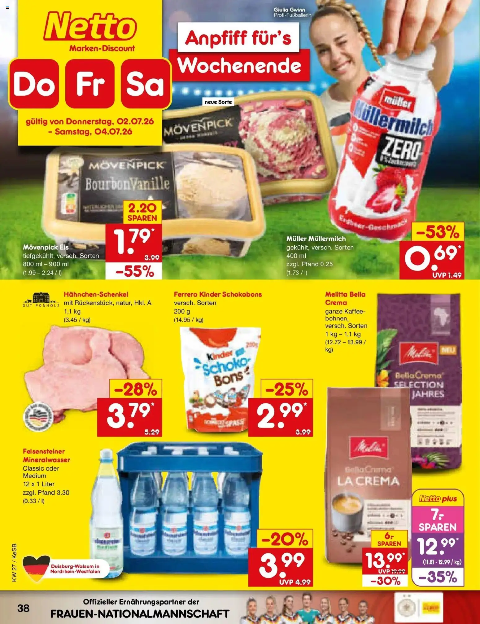 Netto Marken-Discount Prospekt Bonn – gültig ab 29.06.2026 | Seite: 56 | Produkte: Mineralwasser, Movenpick eis, Müllermilch, Muller mullermilch