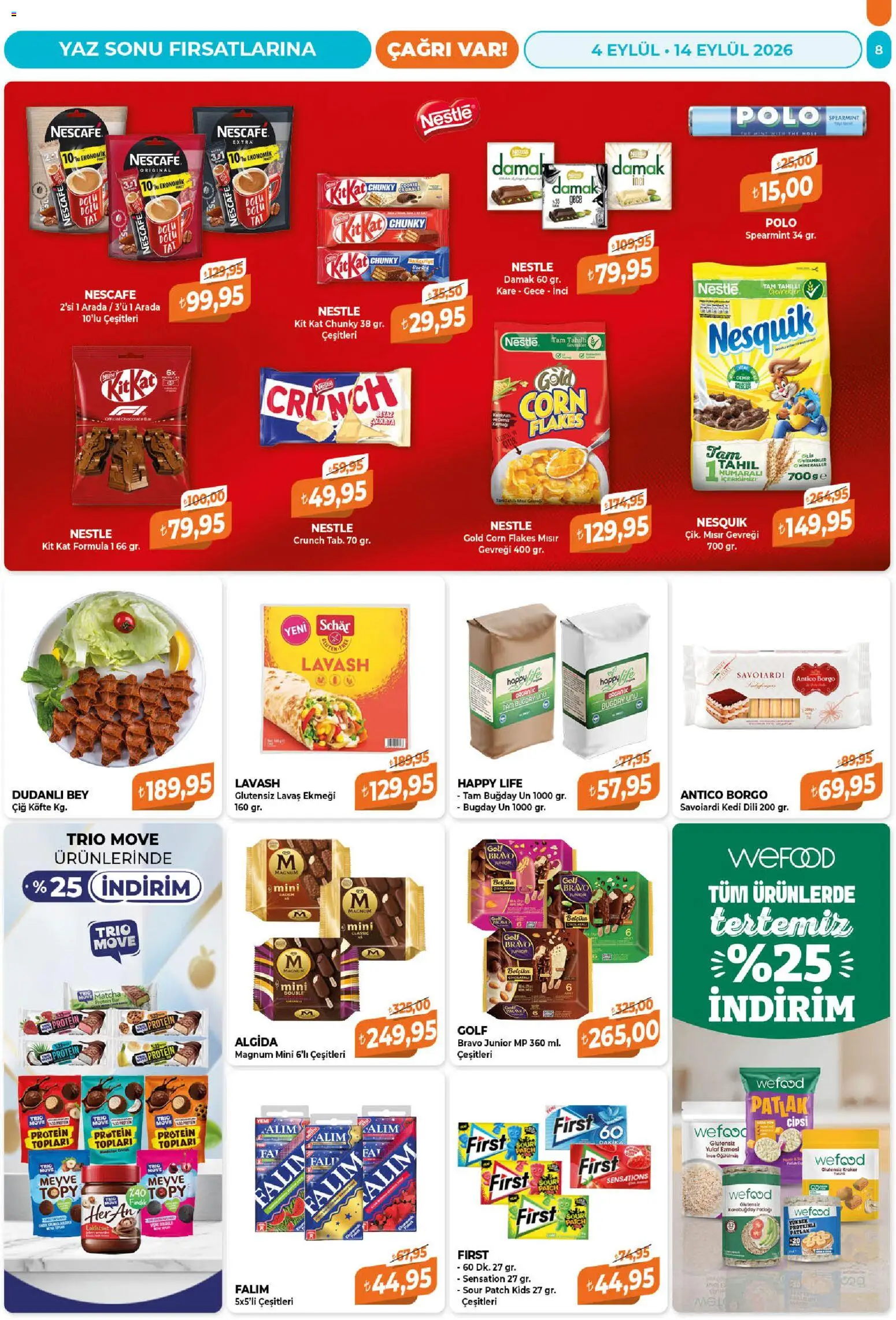 Çağrı Market Katalog - 04 Eylül 2026 tarihinden itibaren geçerlidir | Sayfa: 8 | Ürünler: Cips, Matcha, Meyve, Mısır