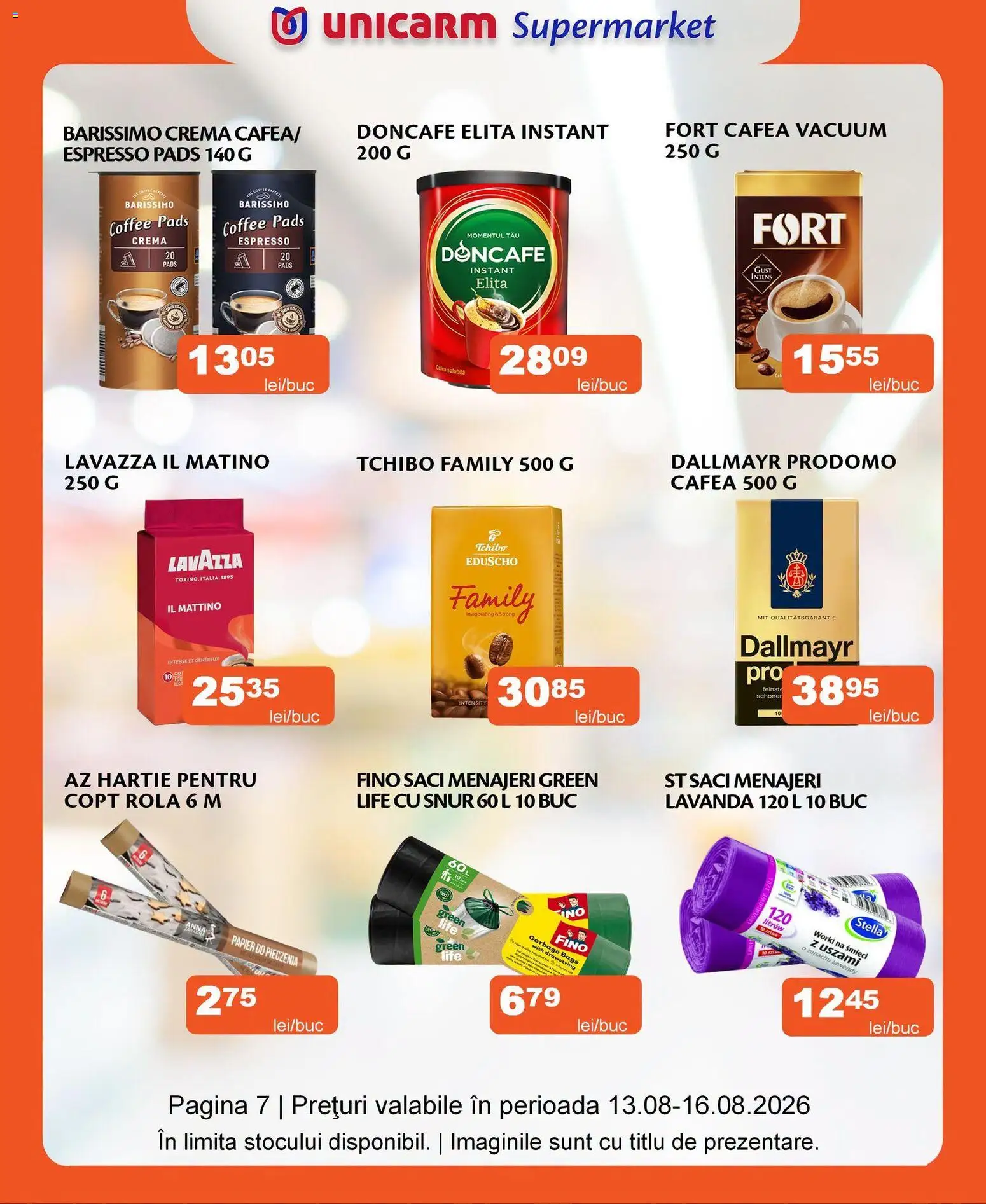 Noul catalog Unicarm – valabil de la 13.08.2026 | Pagină: 7 | Produse: Saci menajeri, Doncafe, Cremă, Intense