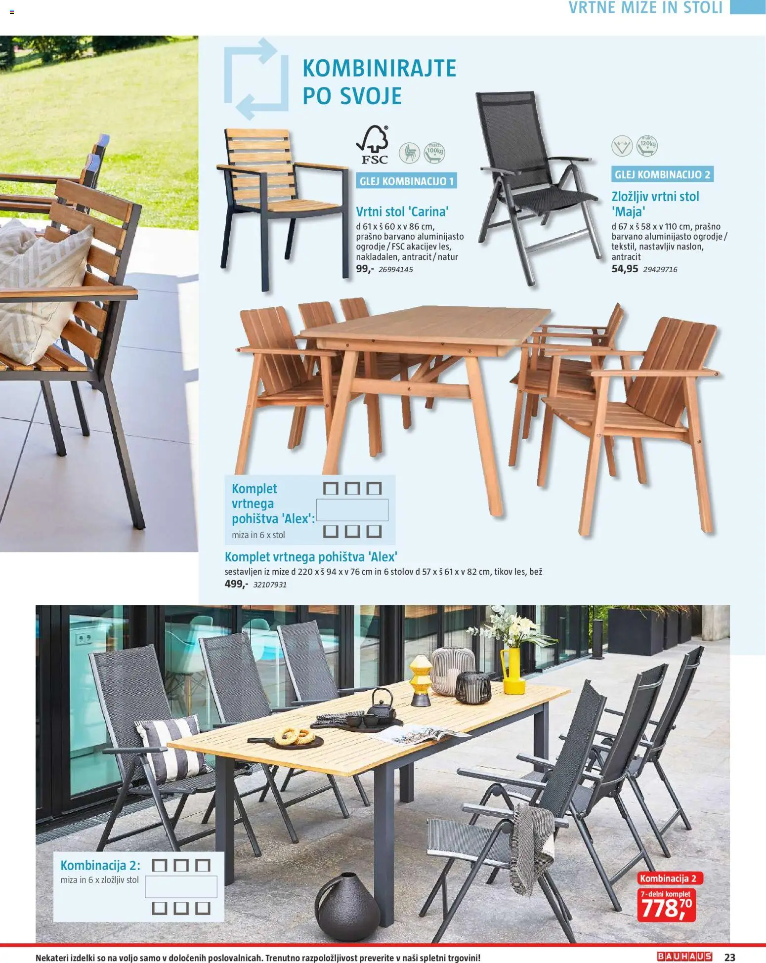 Novi Bauhaus katalog ponudbe – veljaven od 28.09.2026 | Stran: 23 | Izdelki: Vrtni stol, Miza, Stol