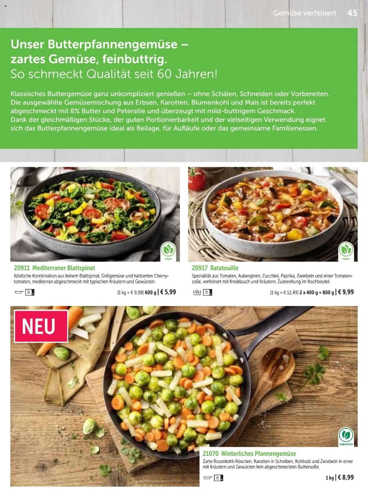 Bofrost Katalog – gültig ab 07.09.2026 | Seite: 45 | Produkte: Butter, Tomaten, Zwiebeln, Petersilie