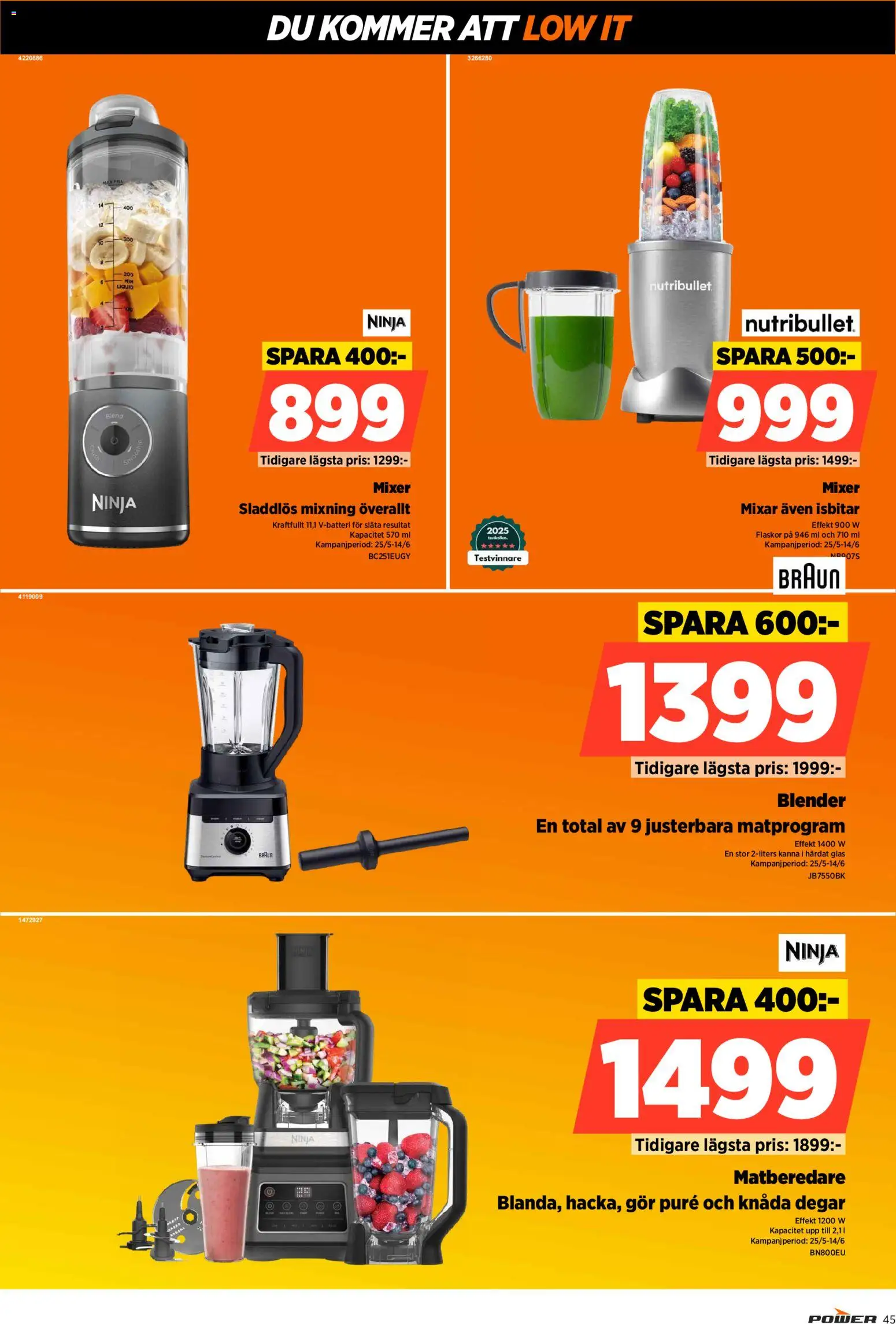 Power reklamblad aktuell från 01.06.2026 | Sida: 45 | Produkter: Mixer, Matberedare, Blender