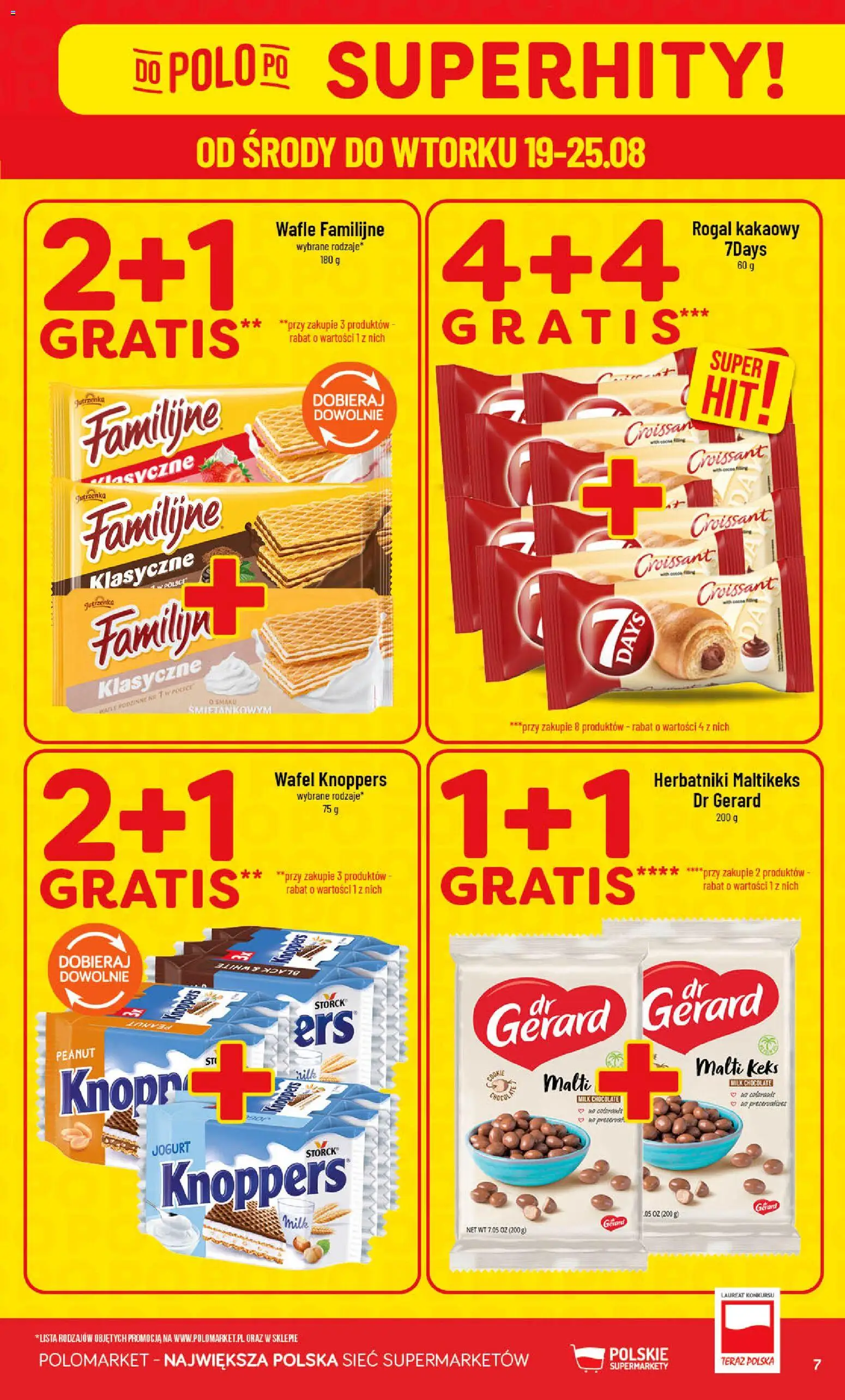 POLOmarket gazetka od 19.08.2026 | Strona: 7 | Produkty: Knoppers, Croissant, Wafle, Jogurt