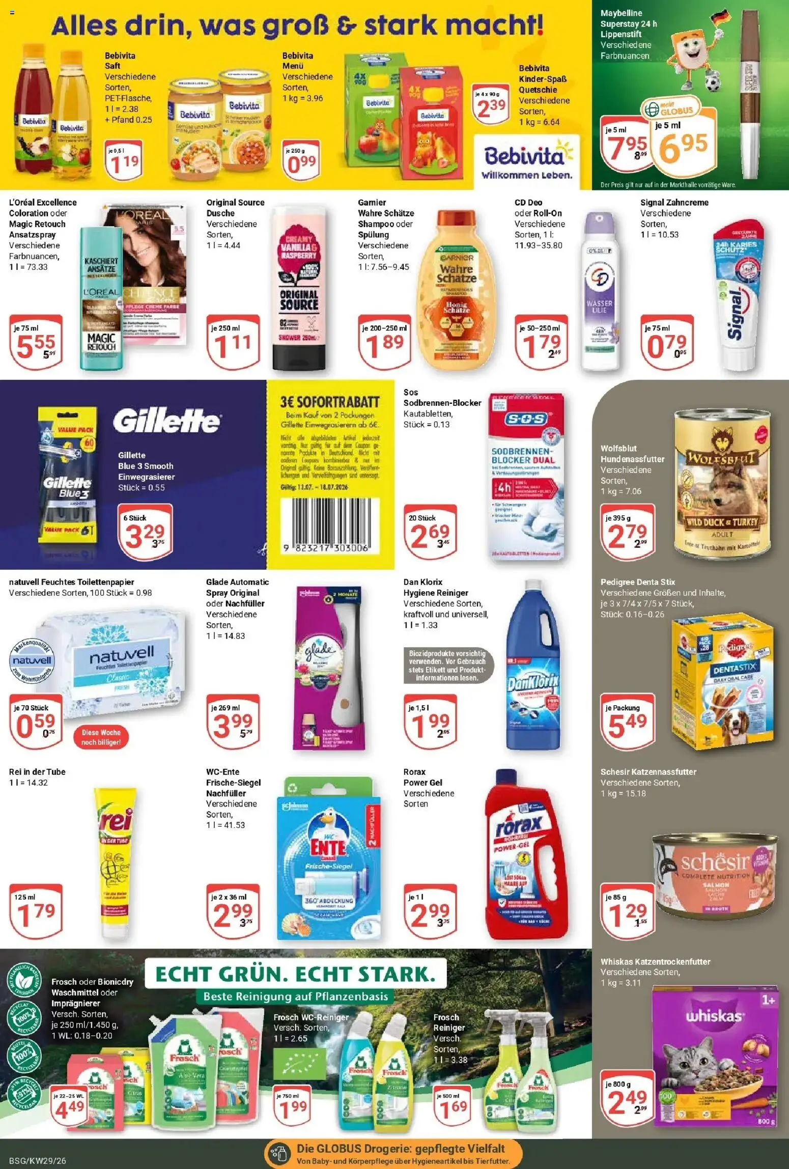 Globus Prospekt Braunschweig – gültig ab 13.07.2026 | Seite: 18 | Produkte: Spülung, Pedigree, Saft, Whiskas