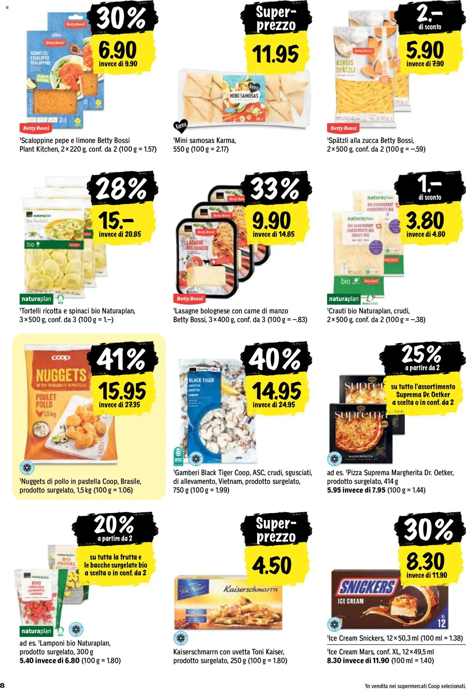 Coop aktionen IT – gültig ab 29.10.2026 | Seite: 8 | Produkte: Snickers, Pizza, Ricotta