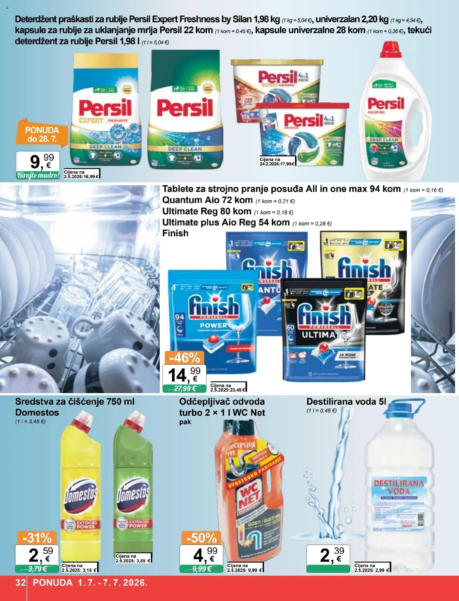 KTC katalog | vrijedi od 01.07.2026 | Stranica: 32 | Proizvodi: Sredstva za čiščenje, Voda, Finish, WC Net