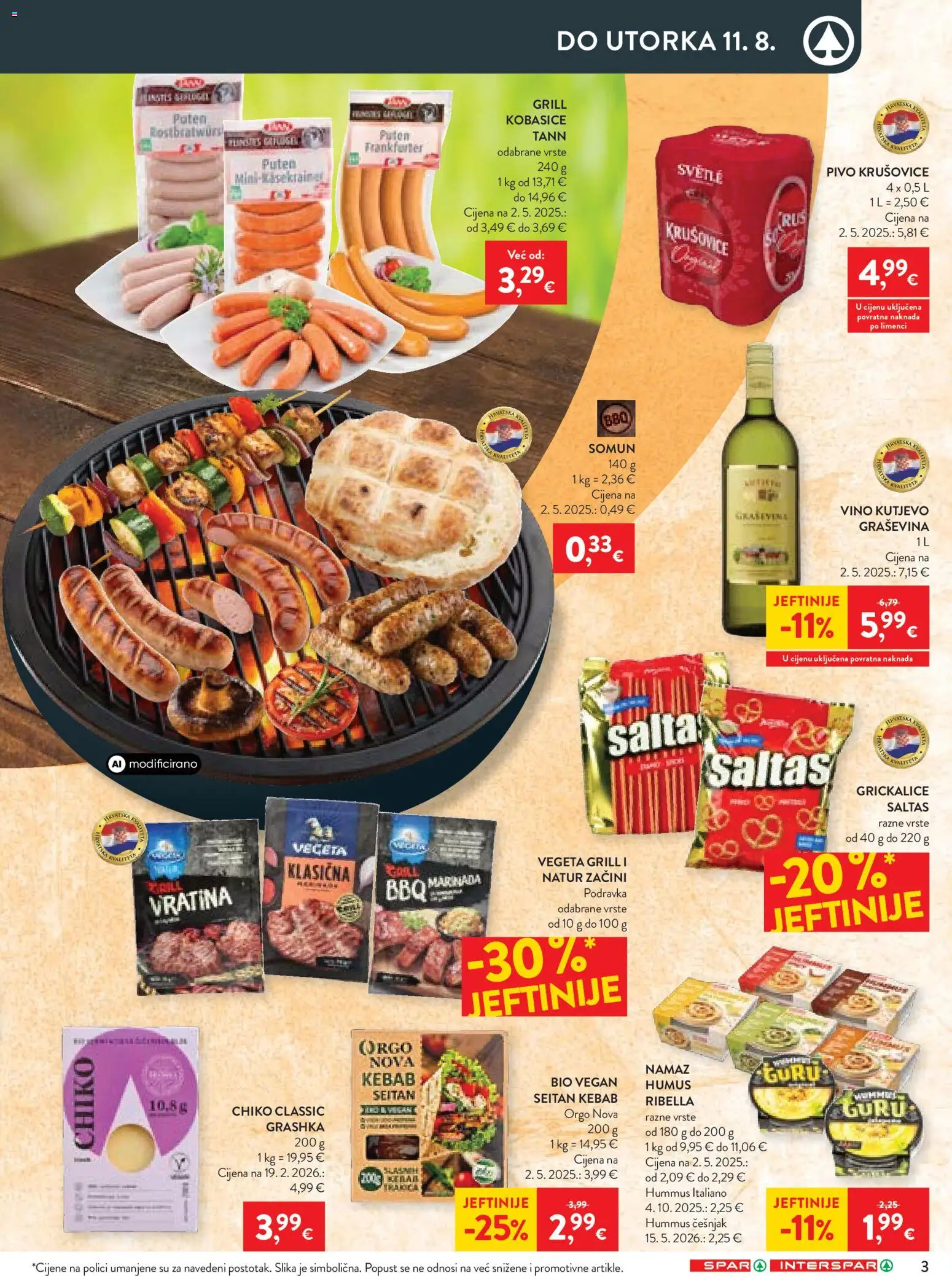 Interspar katalog | vrijedi od 04.08.2026 | Stranica: 3 | Proizvodi: Kobasice, Začini, Grill, Humus