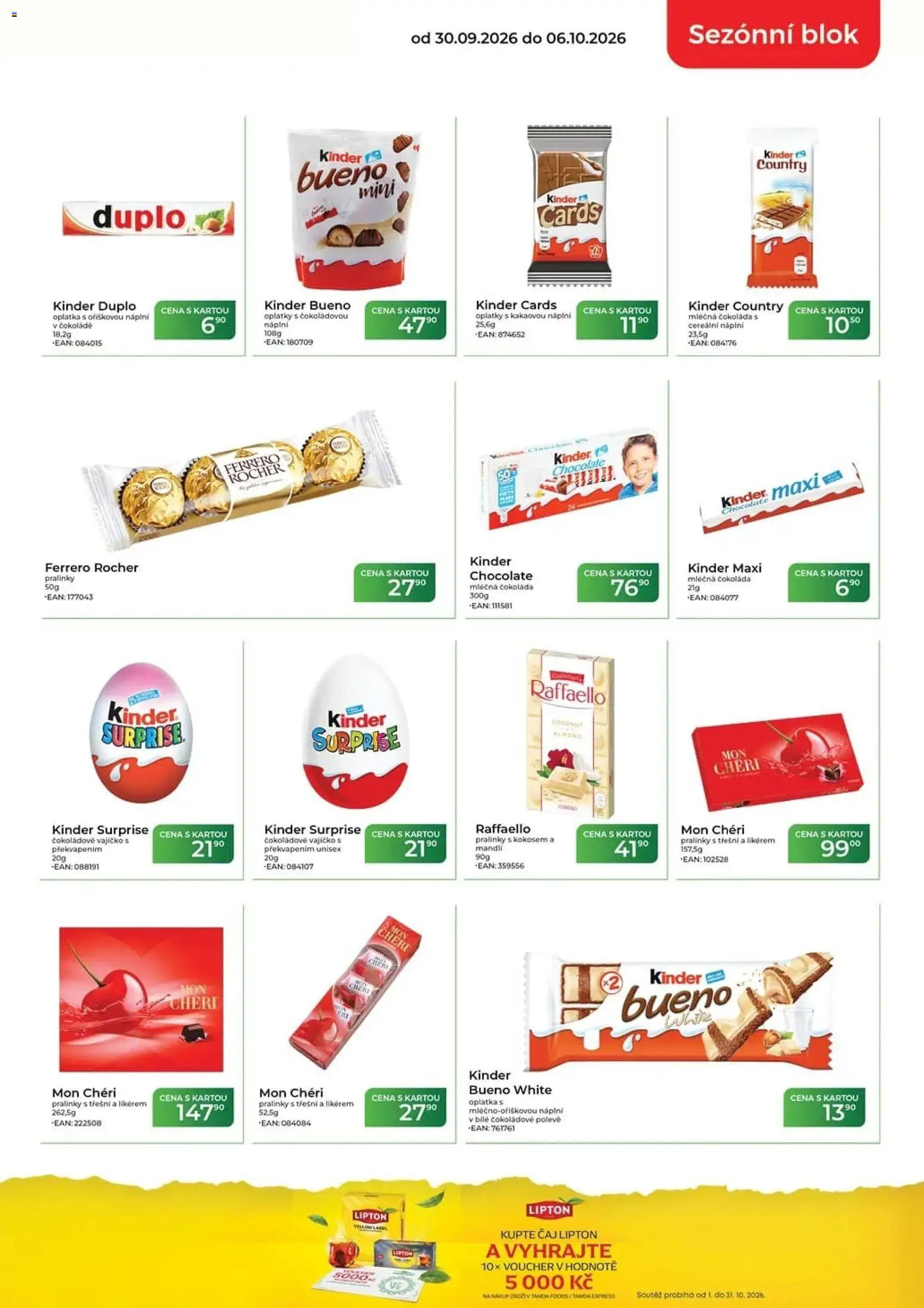 Tamda Foods leták od 30.09.2026 | Strana: 7 | Produkty: Ferrero Rocher, Mon Chéri, Čaj, Oplatky