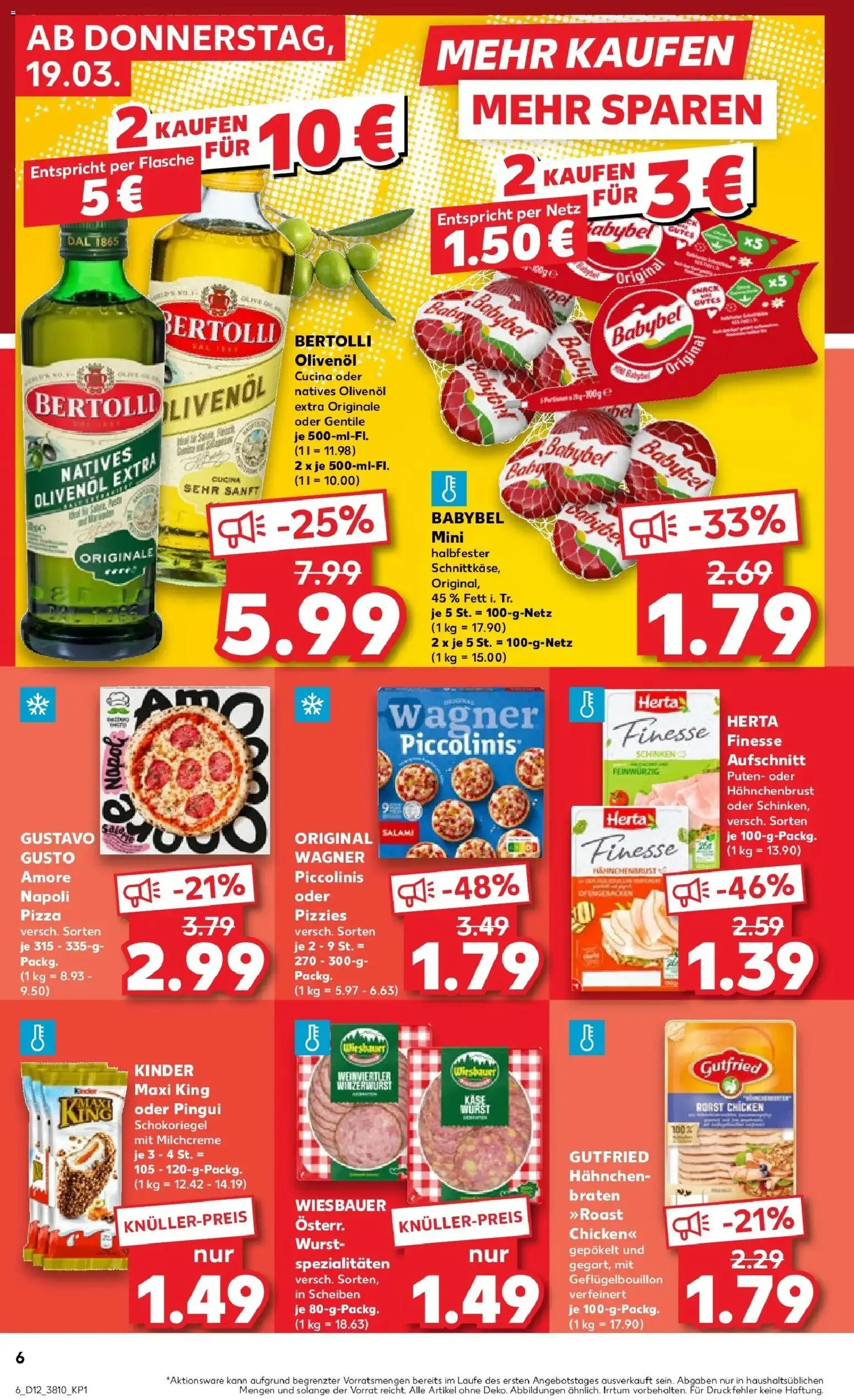 Kaufland Prospekt Annaberg-Buchholz	 – gültig ab 19.03.2026 | Seite: 6 | Produkte: Gustavo gusto, Wurst, Piccolinis, Babybel