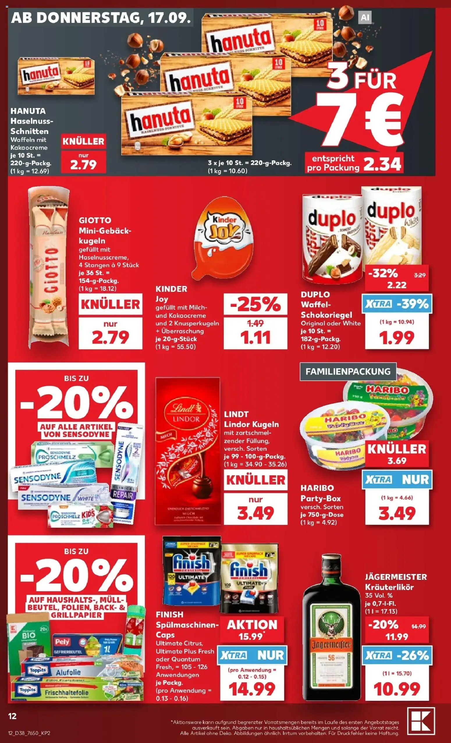Prospekt Kaufland ab 14.09.2026 » Angebote Online zum Blättern | Seite: 24 | Produkte: Haribo, Milch, Waffeln, Jägermeister