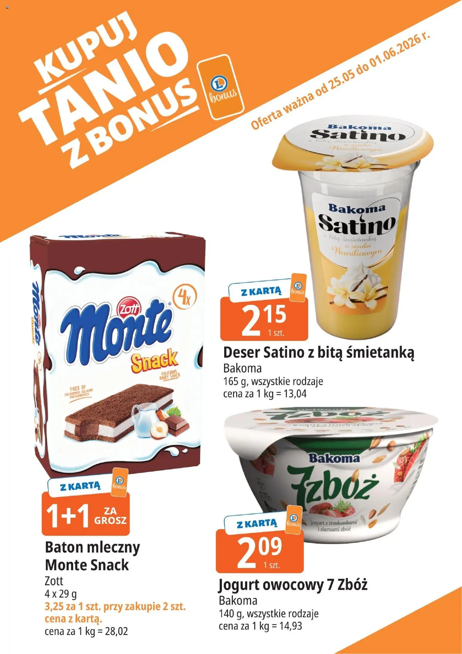 E.Leclerc gazetka - Zamość kupony dodatkowe od 25.05.2026 | Strona: 5 | Produkty: Karta, Bita śmietanka, Jogurt owocowy, Baton