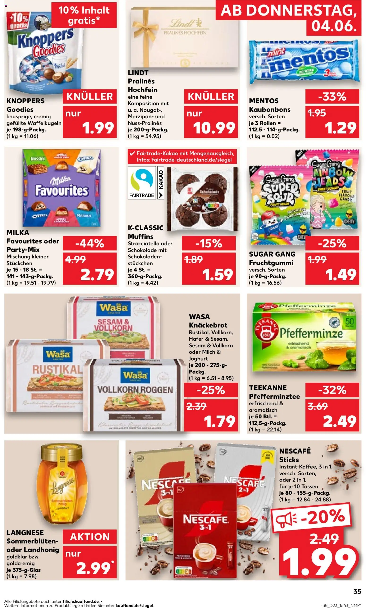 Kaufland Prospekt Hamburg – gültig ab 04.06.2026 | Seite: 35 | Produkte: Langnese, Milch, Milka, Wasa knackebrot