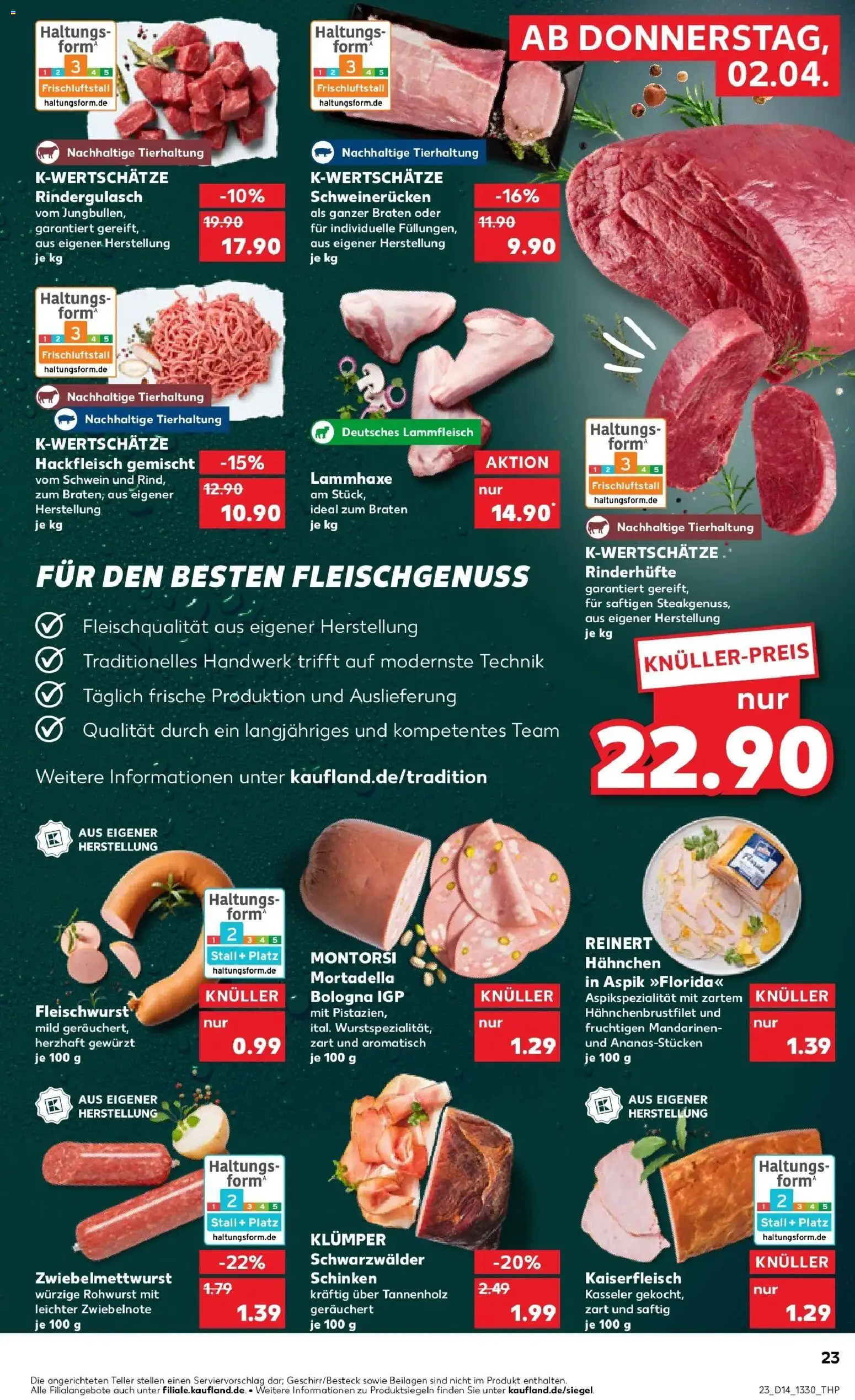 Kaufland Prospekt Bergkamen	 – gültig ab 02.04.2026 | Seite: 23 | Produkte: Hahnchen, Mandarinen, Schweinerucken, Hackfleisch