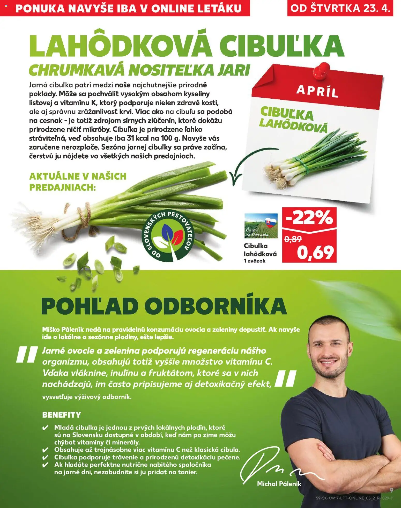 Nové Kaufland akcie – leták je platný od 23.04.2026 | Strana: 9 | Produkty: Jarná cibuľka, Cesnak, Ovocie