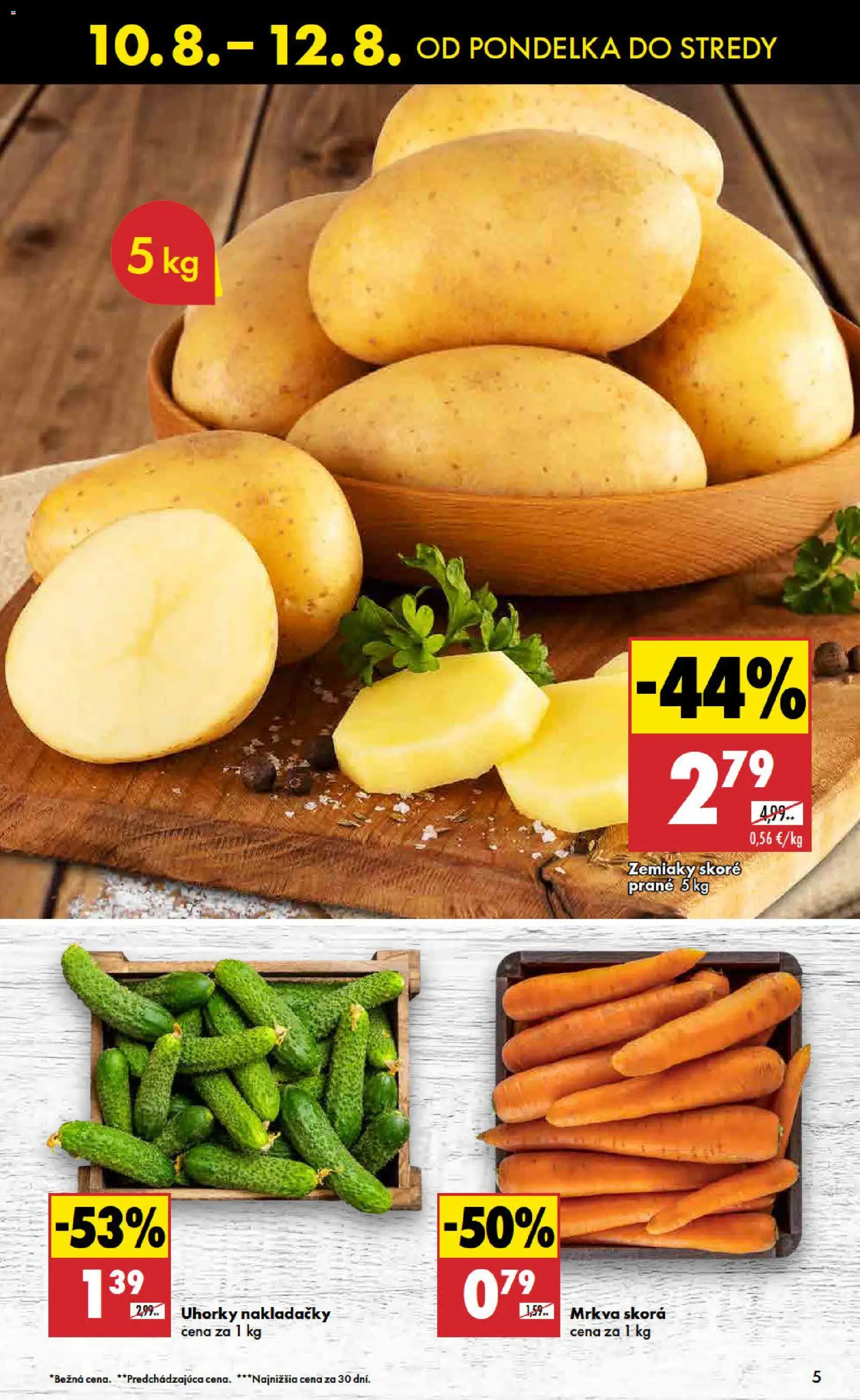 Nové Biedronka akcie – leták je platný od 10.08.2026 | Strana: 5 | Produkty: Nakladačky uhorky, Mrkva, Zemiaky, Uhorky