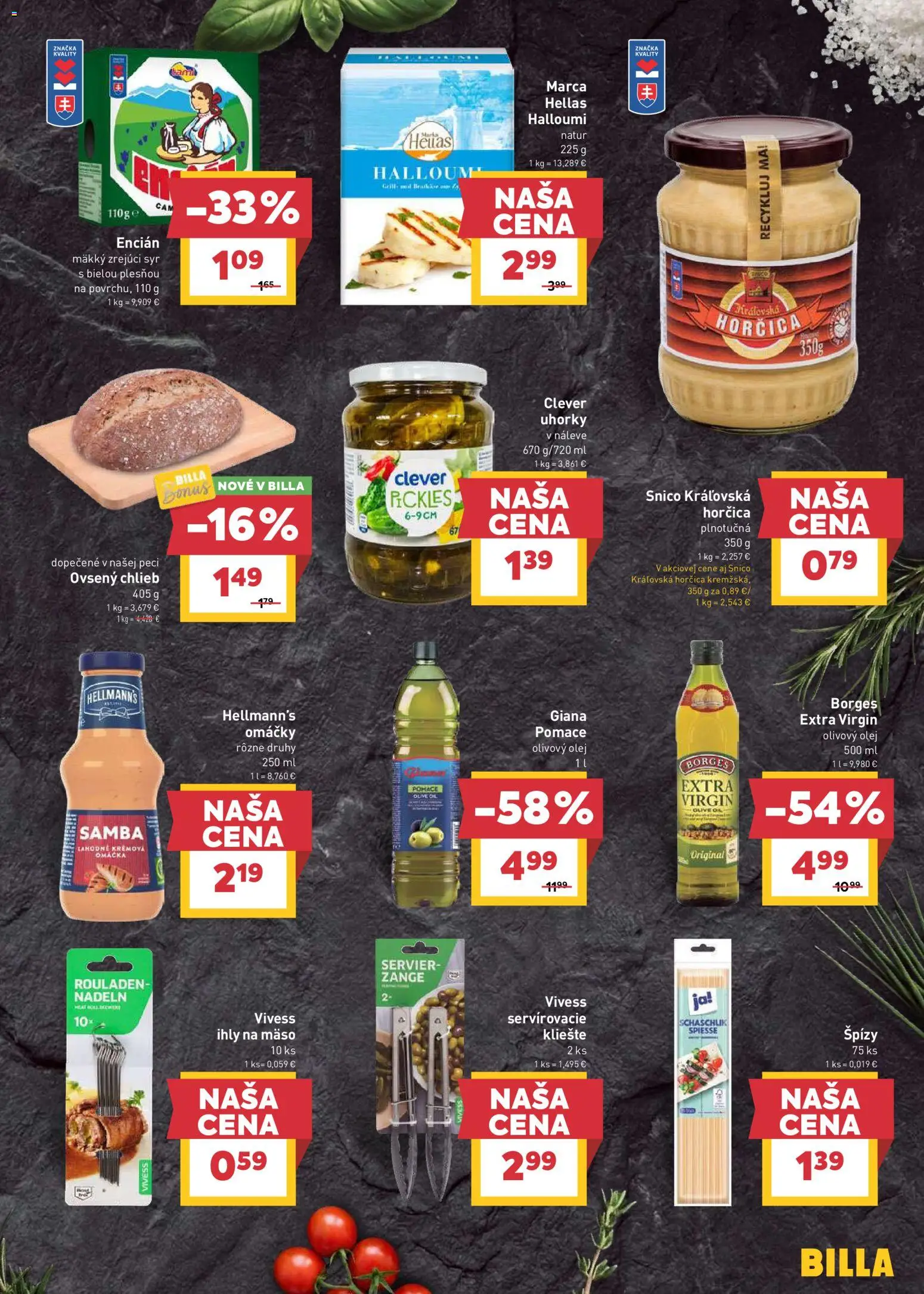 Nové Billa akcie – leták je platný od 27.05.2026 | Strana: 13 | Produkty: Chlieb, Olivový olej, Omáčka, Uhorky