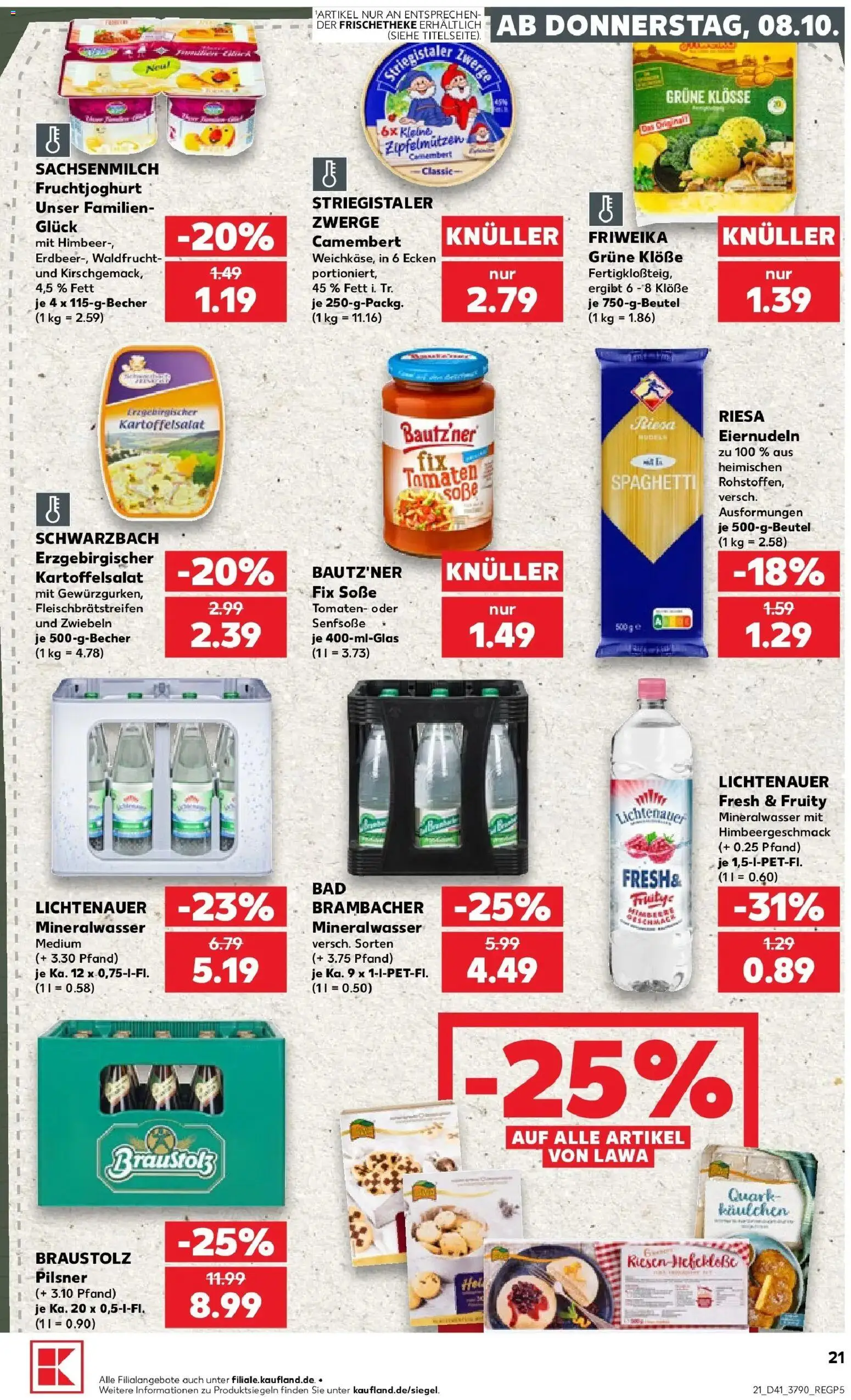 Prospekt Kaufland ab 08.10.2026 » Angebote Online zum Blättern | Seite: 21 | Produkte: Fruchtjoghurt, Camembert, Zwiebeln, Soße