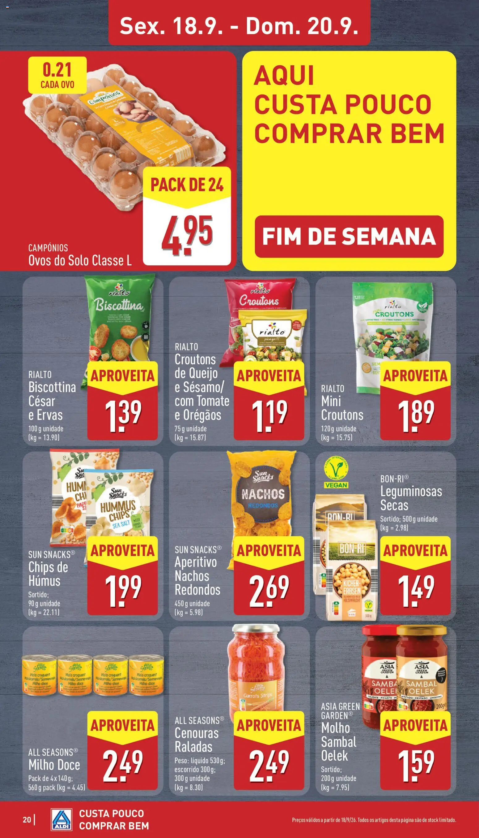 Aldi folheto │ válido de 14/09/2026 | Página: 20 | Produtos: Orégãos, Queijo, Tomate, Milho
