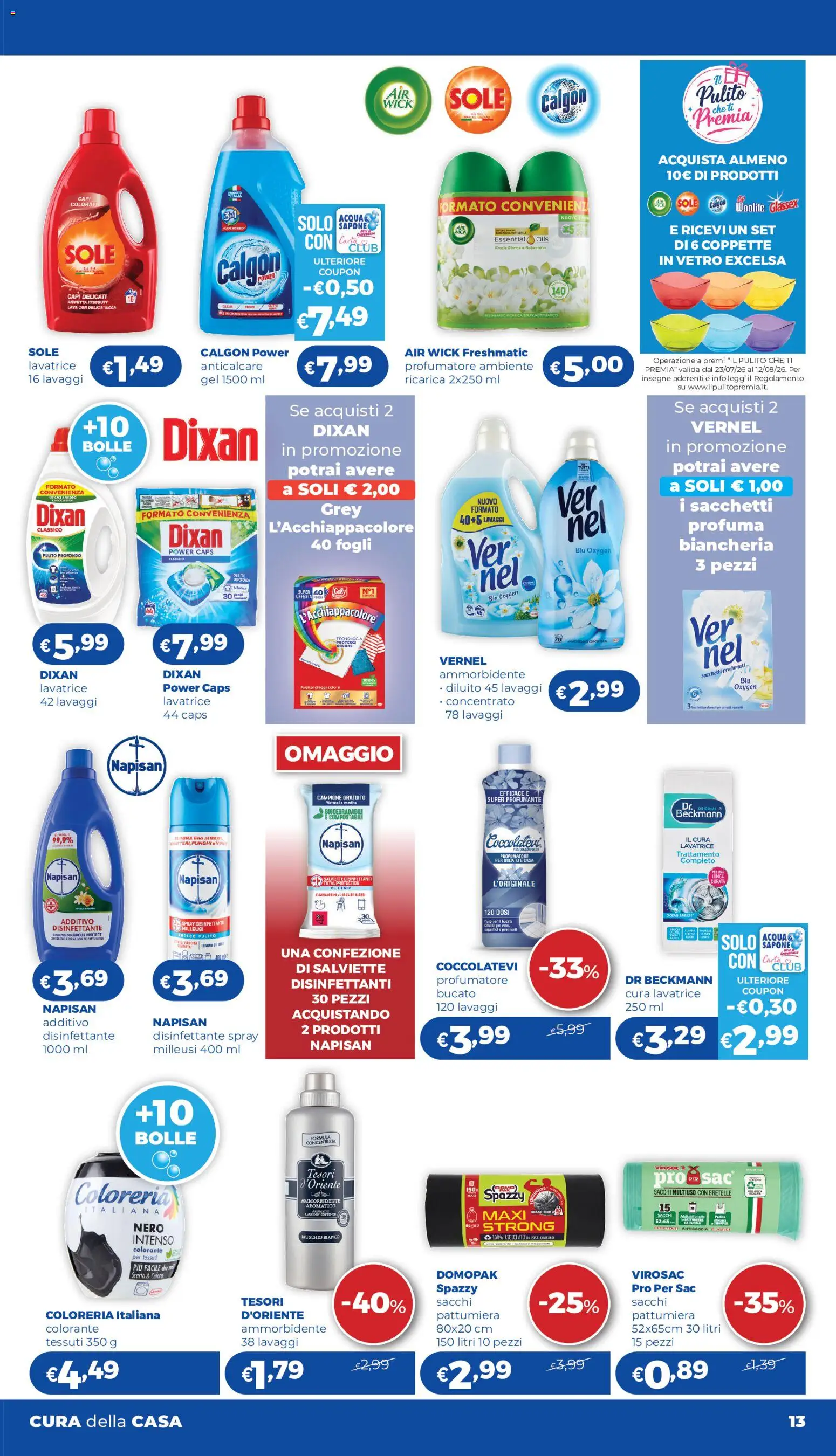 Volantino Acqua e Sapone del 23/07/2026 | Pagina: 13 | Prodotti: Sapone, Spray disinfettante, Ammorbidente, Acqua