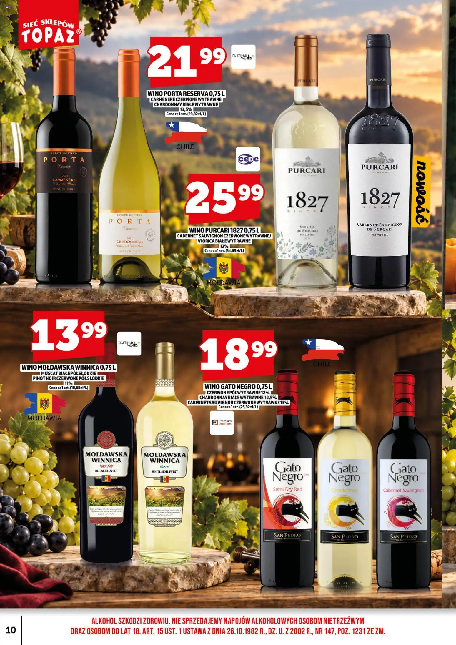 Topaz gazetka alkoholowa od 01.10.2026 | Strona: 12 | Produkty: Chardonnay, Wino, Alkohol