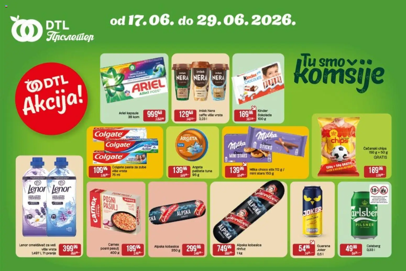 Metalac Proleter katalog - važi od 17.06.2026 | Strana: 1 | Proizvode: Ariel, Milka, Guarana, Kobasica