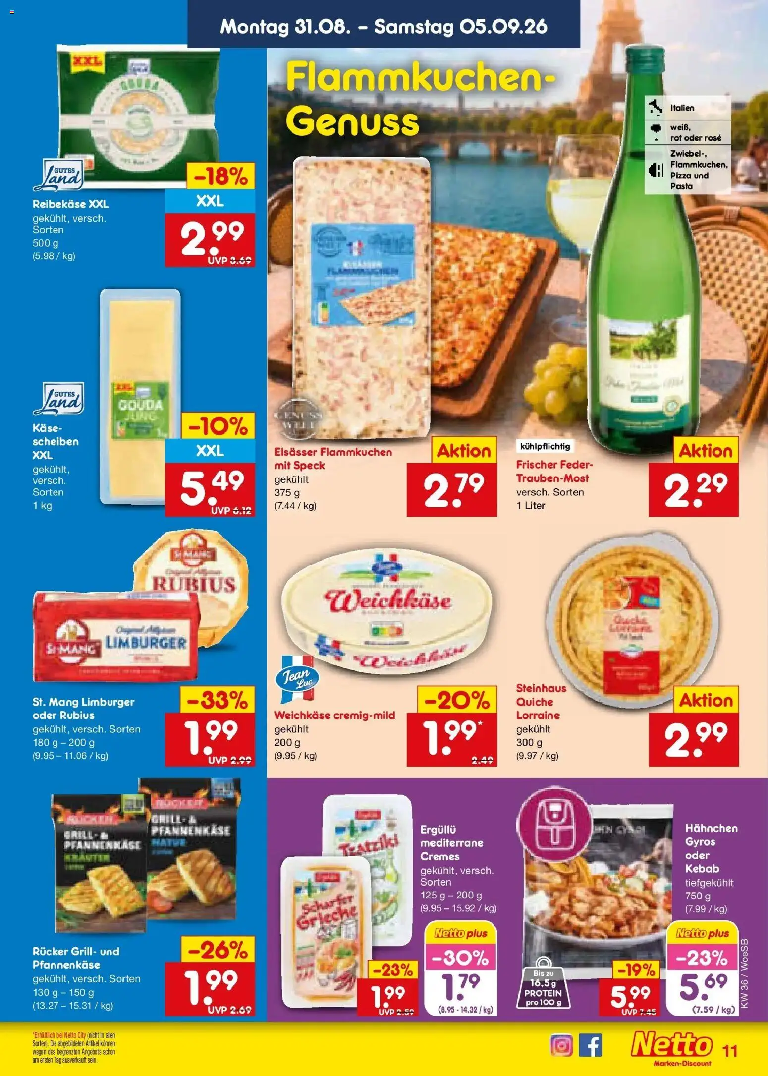 Netto Marken-Discount Prospekt Gemmingen (ab 31.08.2026) » Angebote | Seite: 13 | Produkte: Käse, Gouda, Gyros, Pasta
