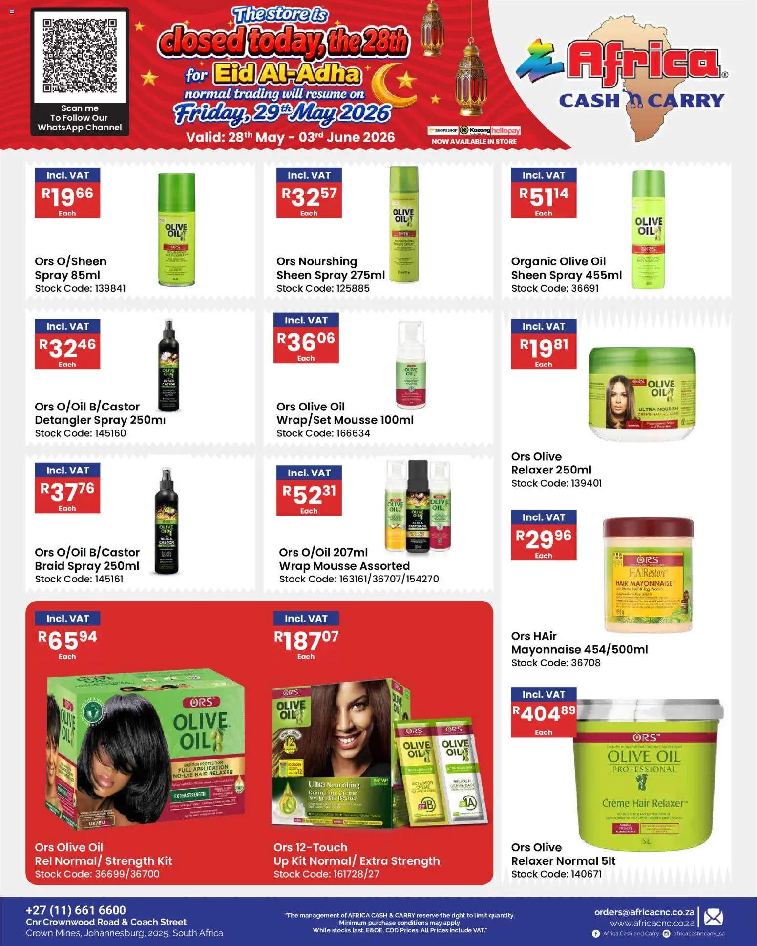 New Africa Cash & Carry catalogue – valid from 28.05.2026 | Page: 61 | Products: Oil, Stock, Mayonnaise, Relaxer
