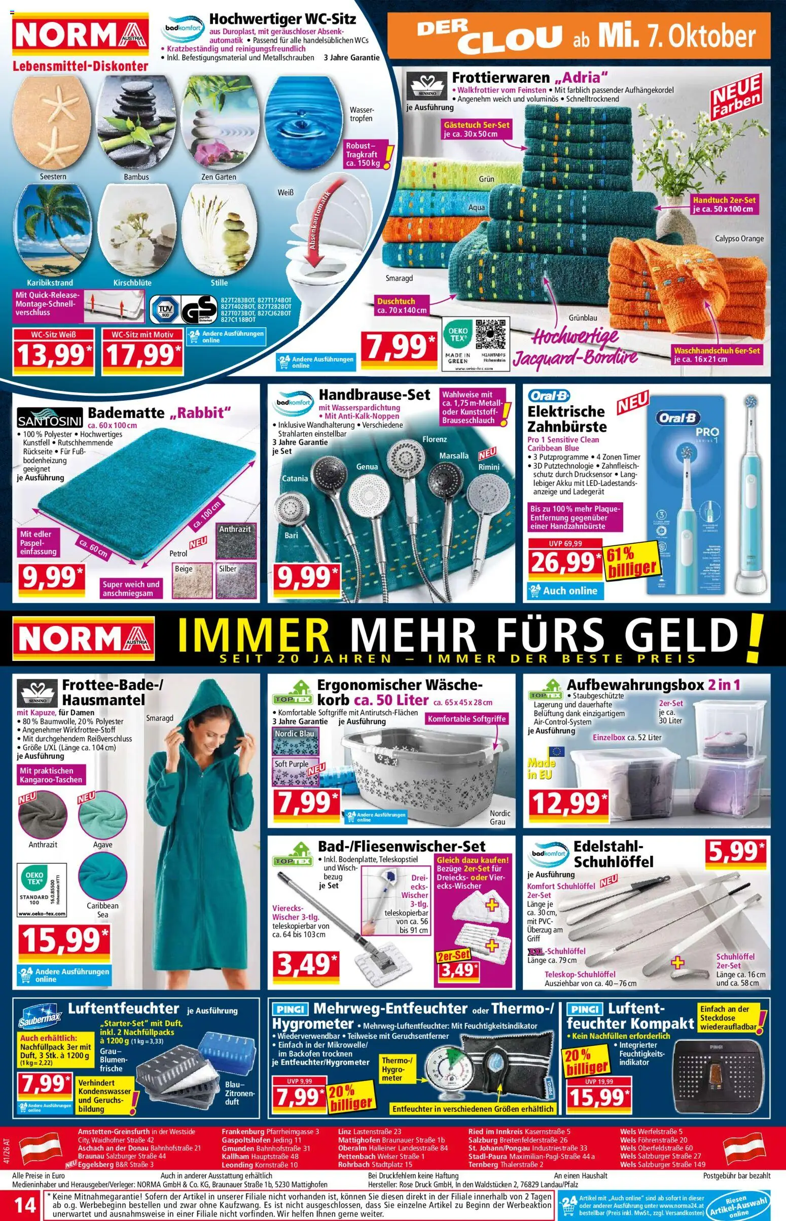 Norma Flugblatt gültig ab 05.10.2026 | Seite: 14 | Produkte: Wasser, Steckdose, Korb, Duft