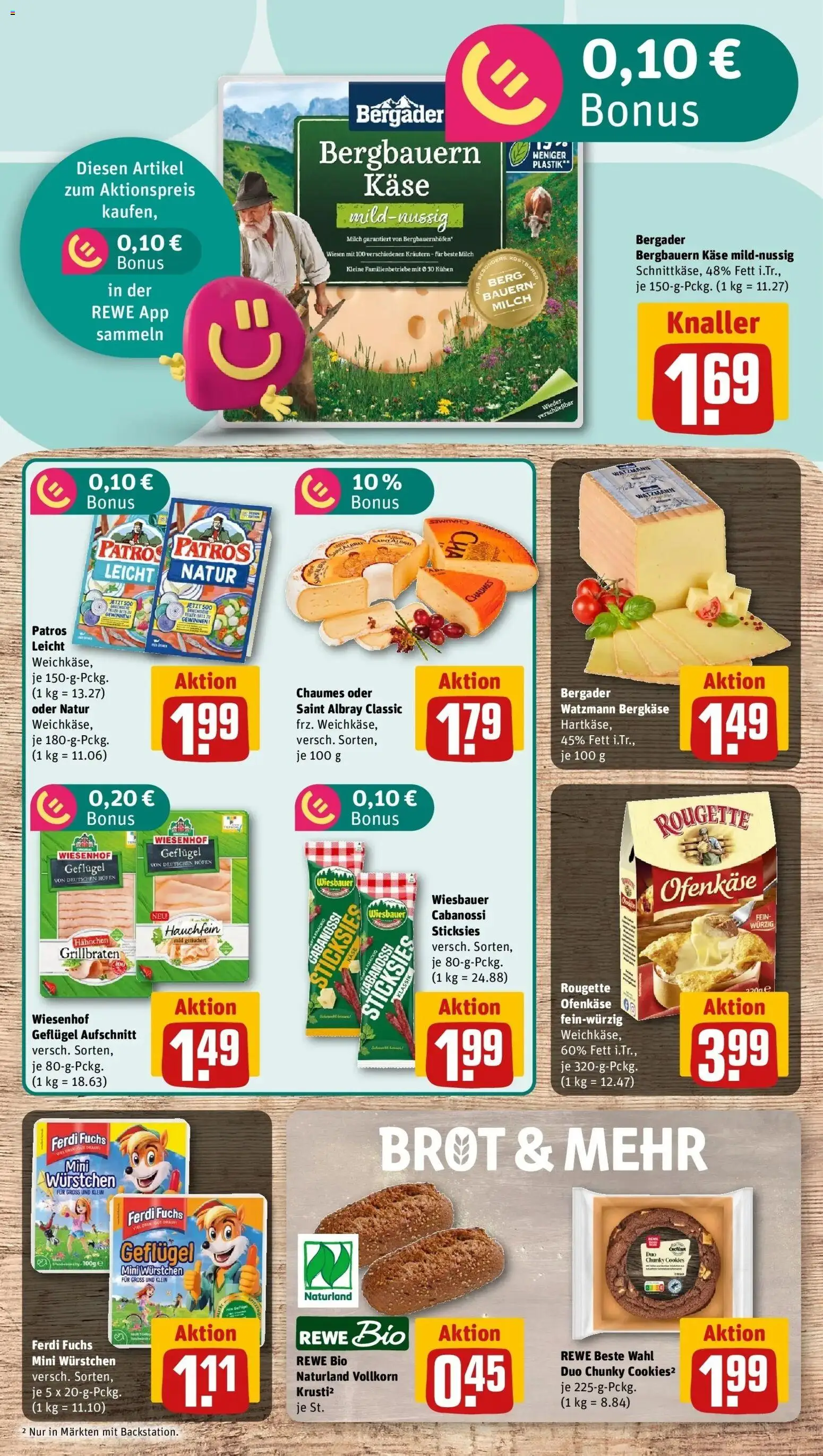 REWE Prospekt ab 05.10.2026 zum Blättern » Angebote | Seite: 11 | Produkte: Hahnchen, Milch, Käse, Brot
