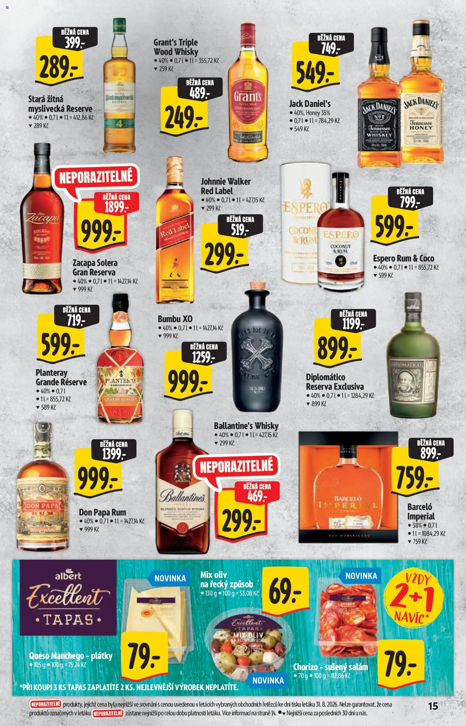 Albert katalog - Hypermarket - Víno od 09.09.2026 | Strana: 15 | Produkty: Rum, Espero rum, Ballantine's, Zacapa