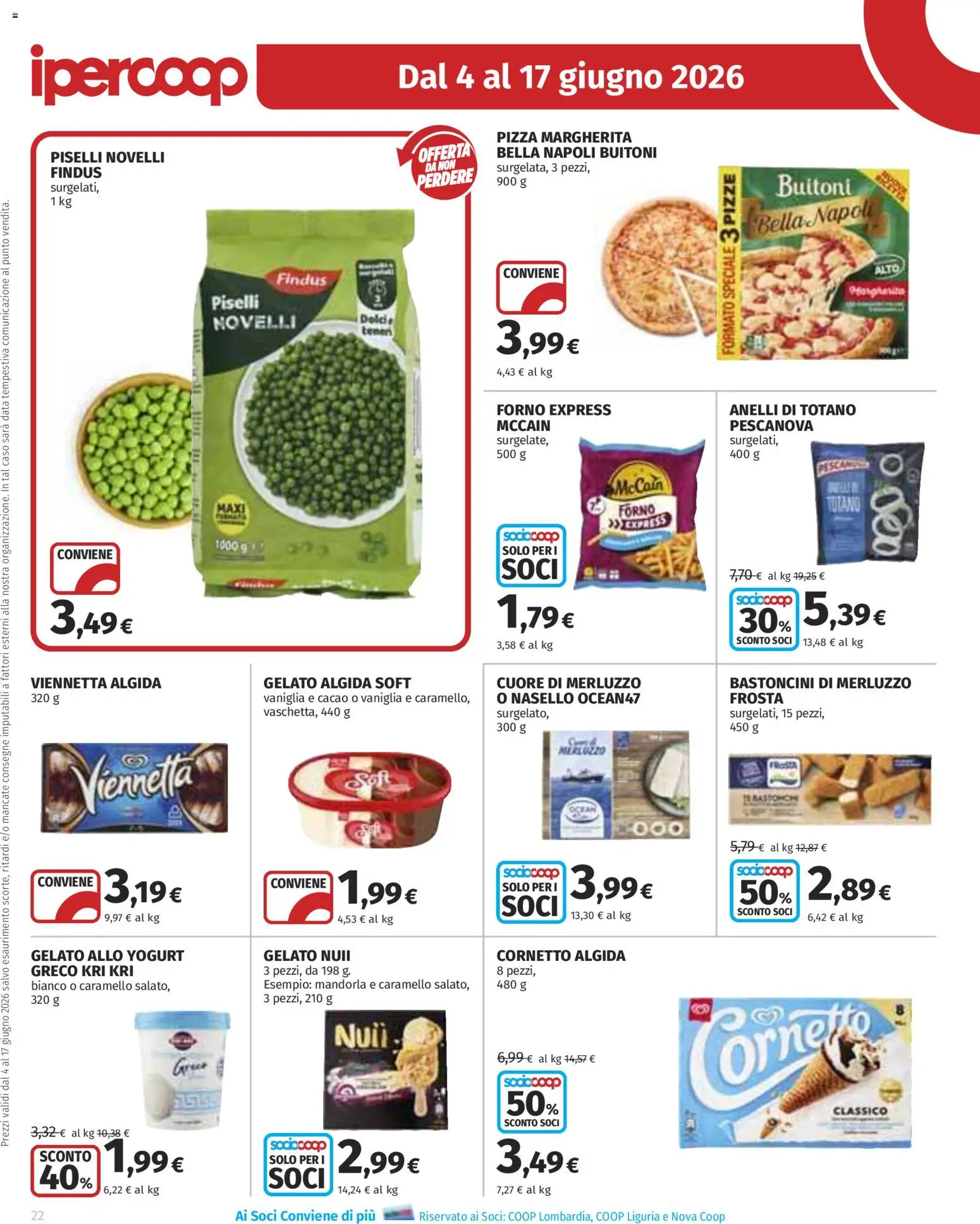 Volantino Ipercoop del 04.06.2026 | Pagina: 22 | Prodotti: Gelato, Data, Piselli, Nasello