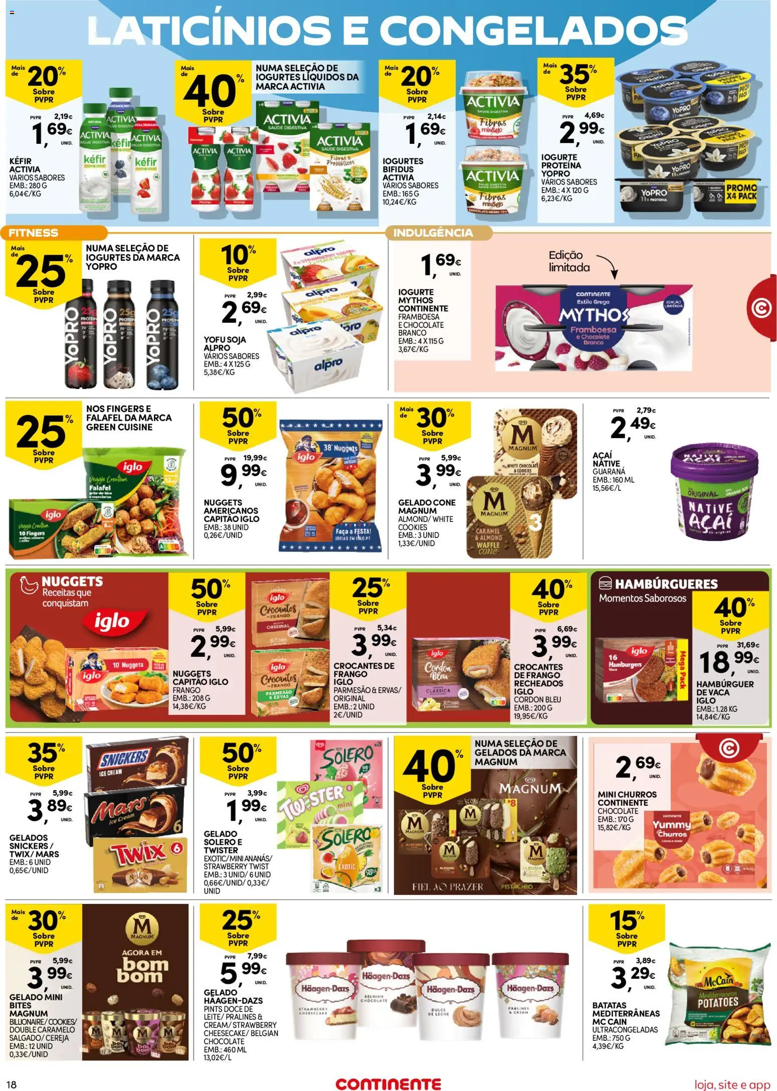 Continente folheto Bom Dia │ válido de 20/10/2026 | Página: 18 | Produtos: Frango, Hambúrguer, Cereja, Chocolate