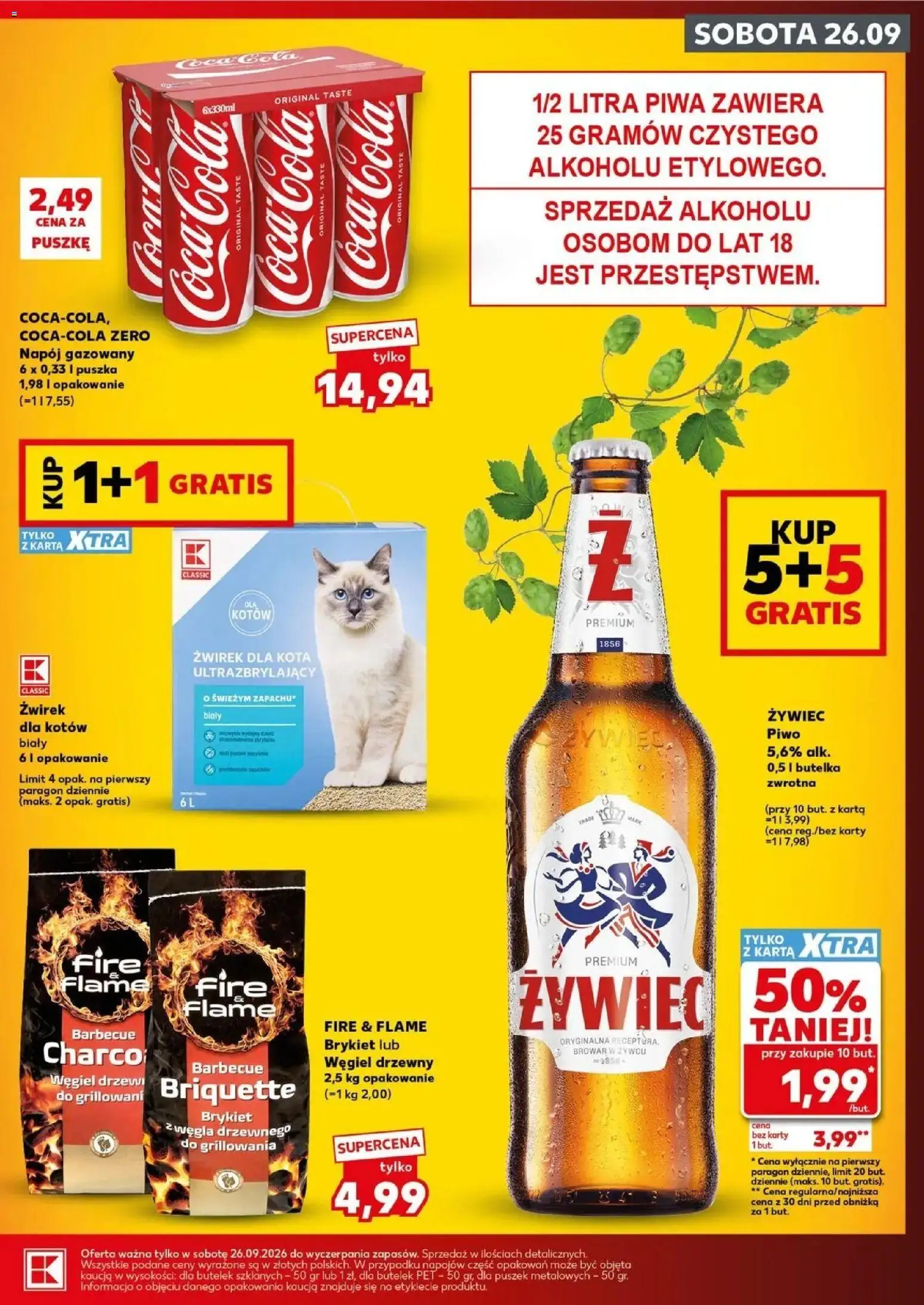 Kaufland gazetka - Super sobota od 26.09.2026 - od jutra PDF | Strona: 3 | Produkty: Karta, Węgiel drzewny, Coca cola, Piwo